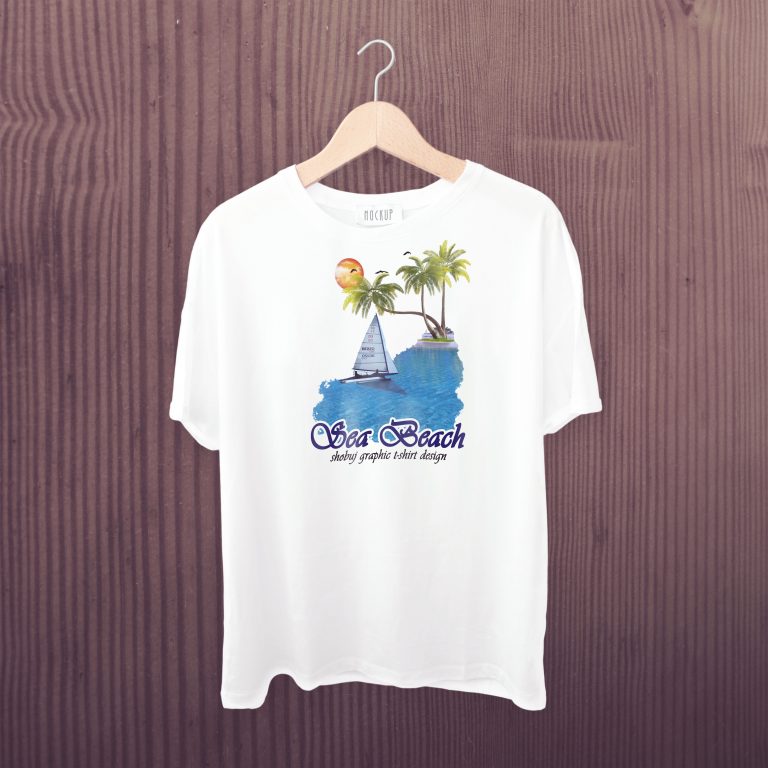 Sea Beach T-shirt Design Free PSD – GraphicsFamily