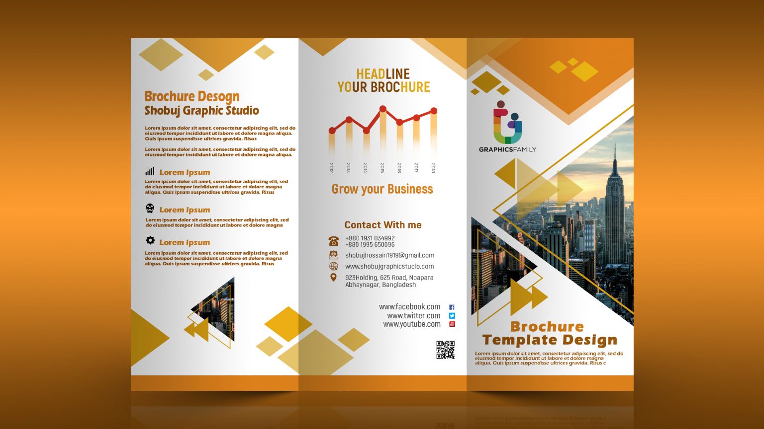 Modern Tri Fold Brochure Design Free PSD GraphicsFamily The 1