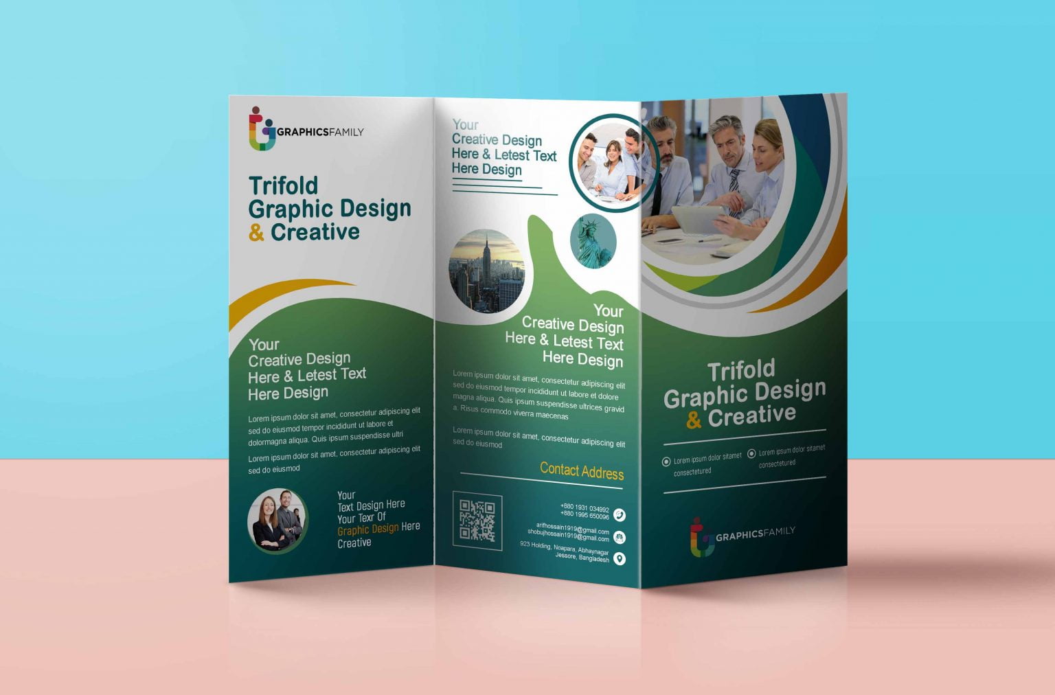 Medical Tri Fold Brochure Design In Flat Style Free PSD – GraphicsFamily