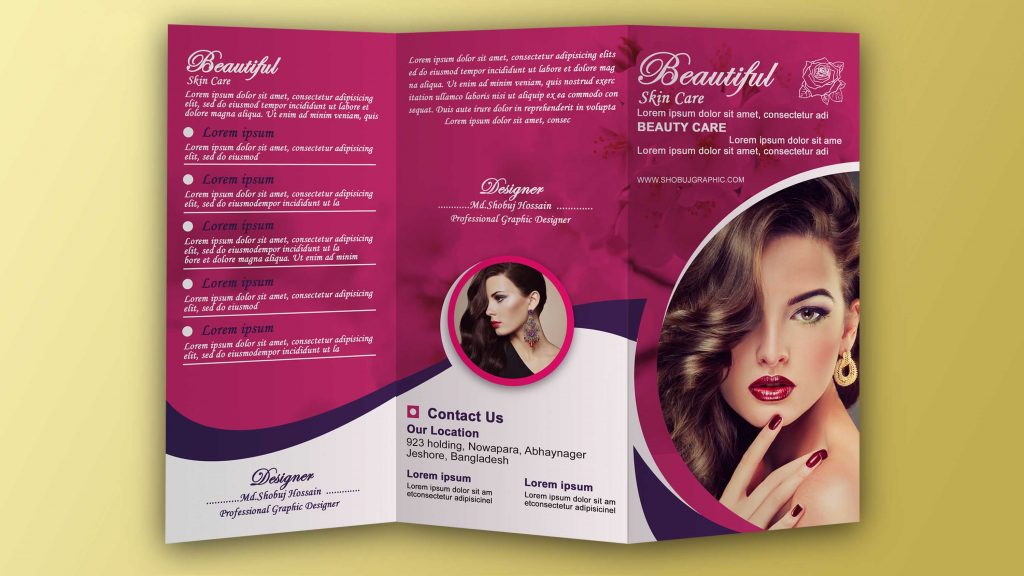 Beautiful Skin Care Tri Fold Brochure Template – GraphicsFamily