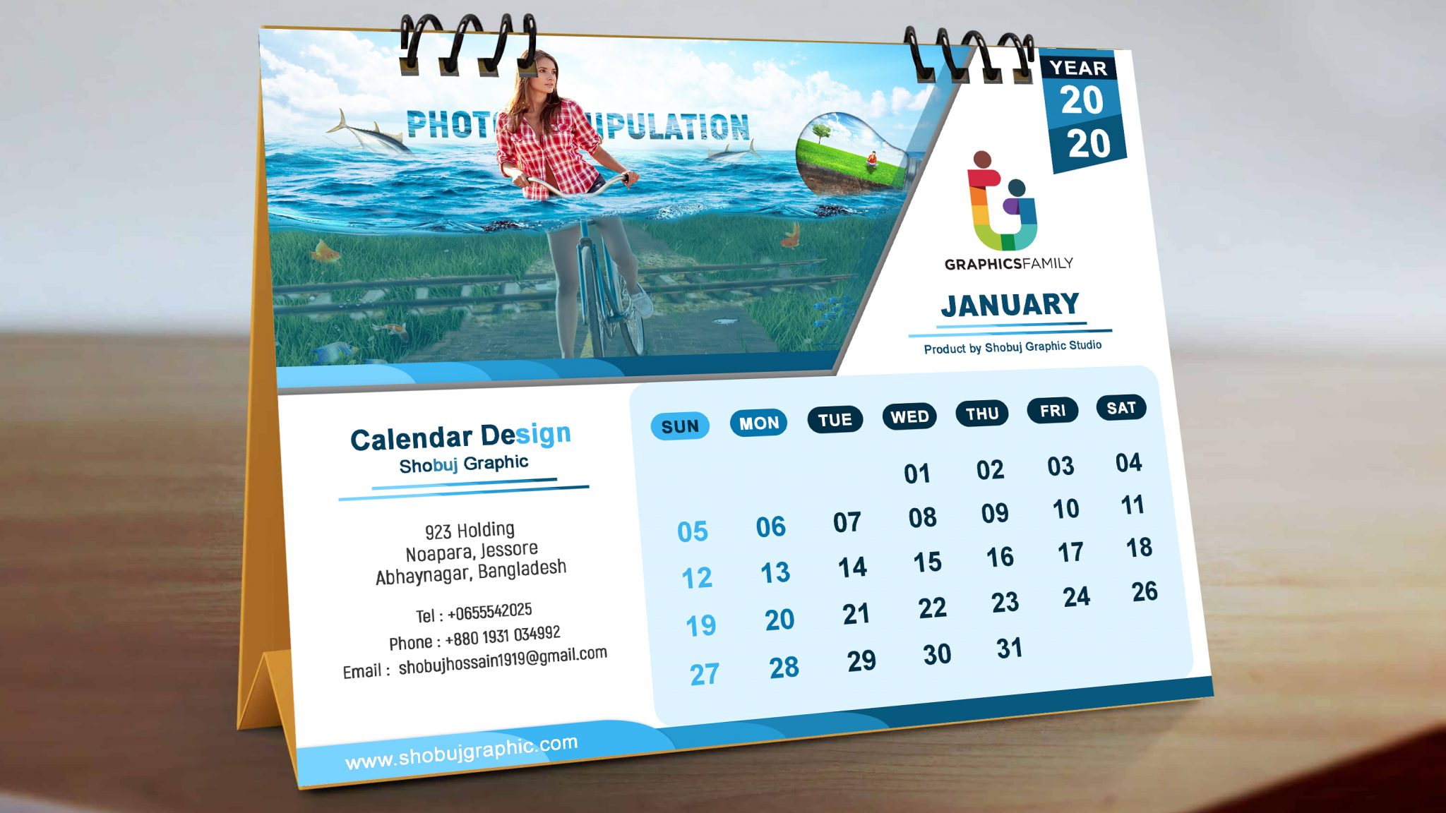 Desk Calendar Design Free Template Download – GraphicsFamily