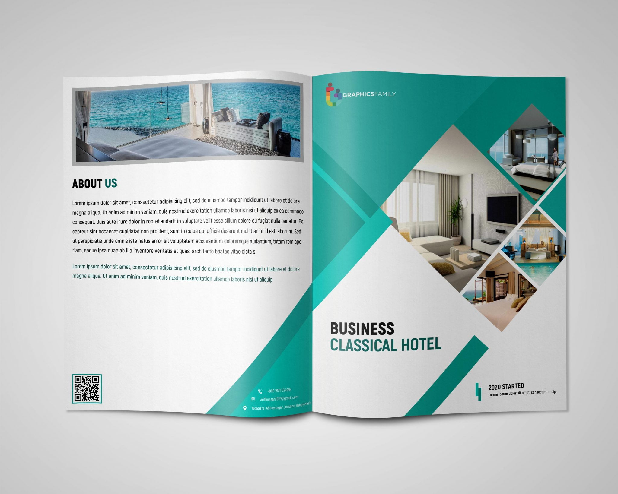 Hotel Service Bi Fold Brochure Design Free PSD Template – GraphicsFamily