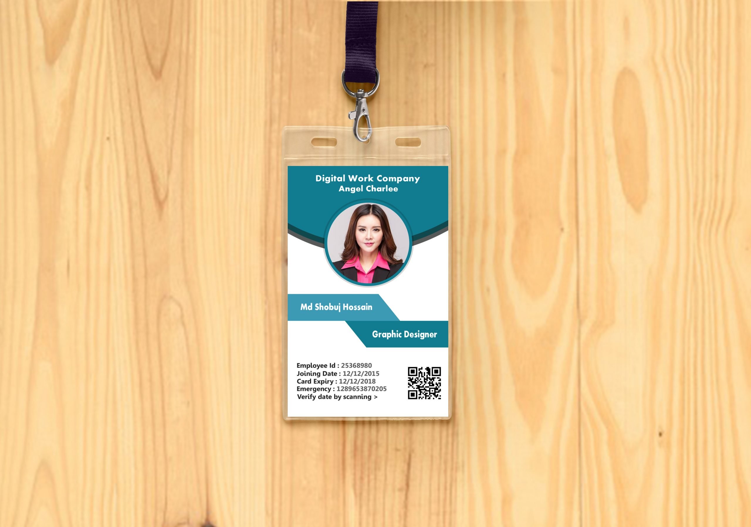 office id card on wood mockup