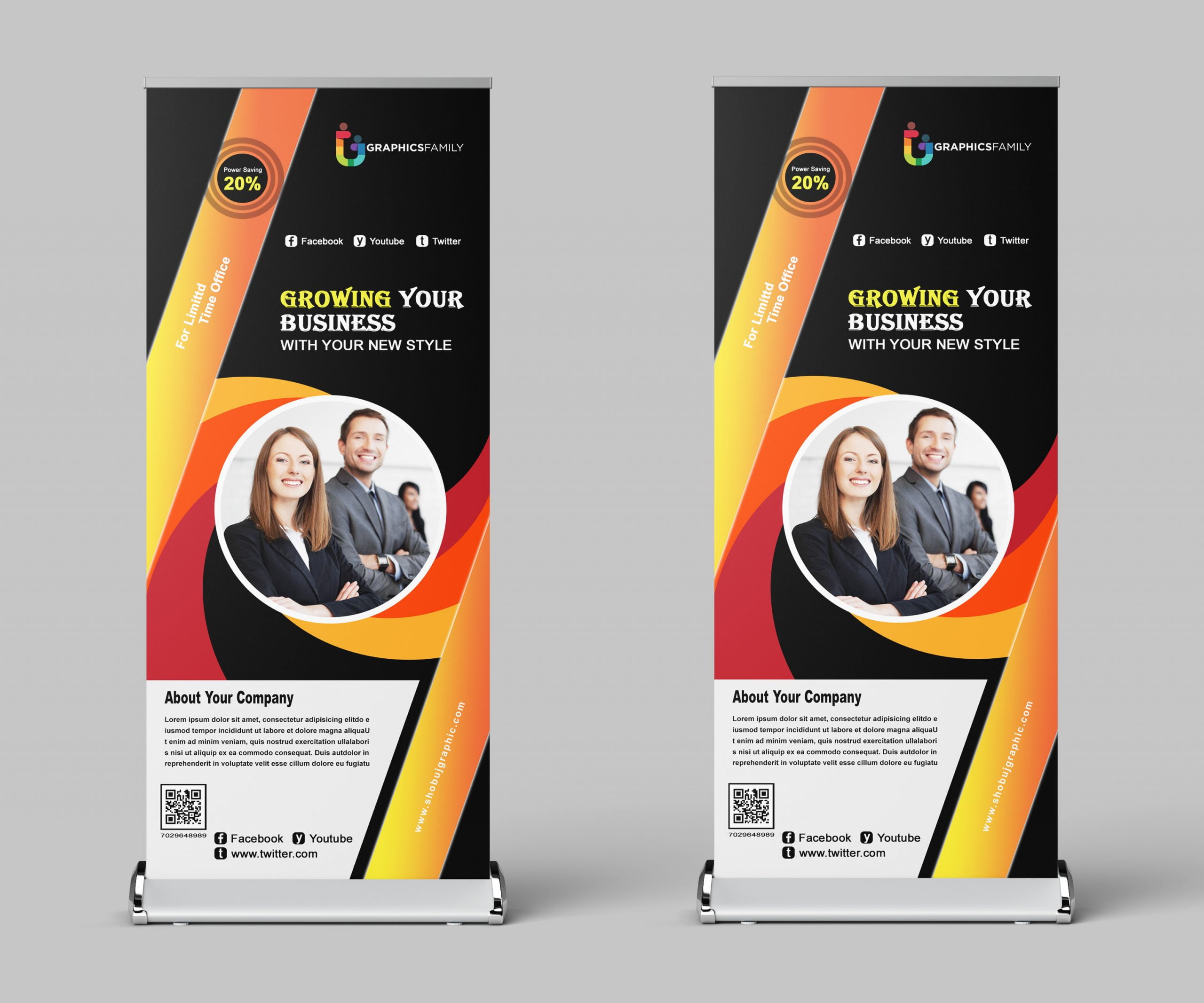 Free .PSD Roll Up Banner Design Template For Your Business GraphicsFamily