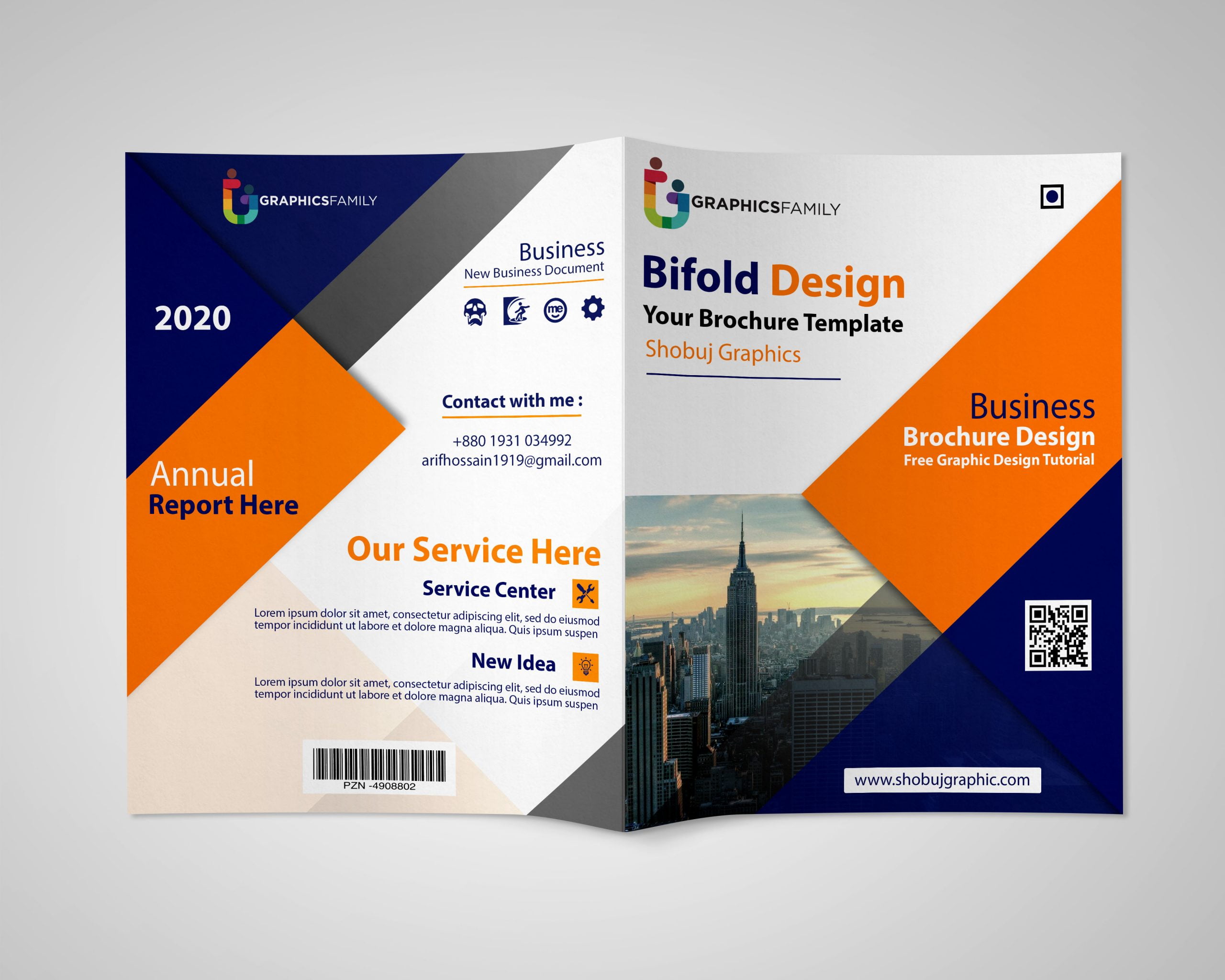 Free Photoshop Bi-fold Brochure Template – GraphicsFamily Inside Two Fold Brochure Template Psd