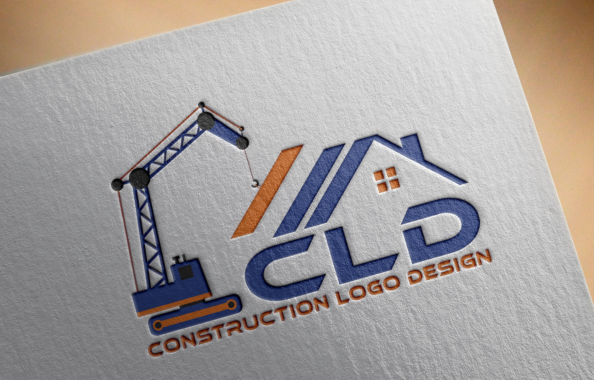 Construction Logo Design on paper mockup