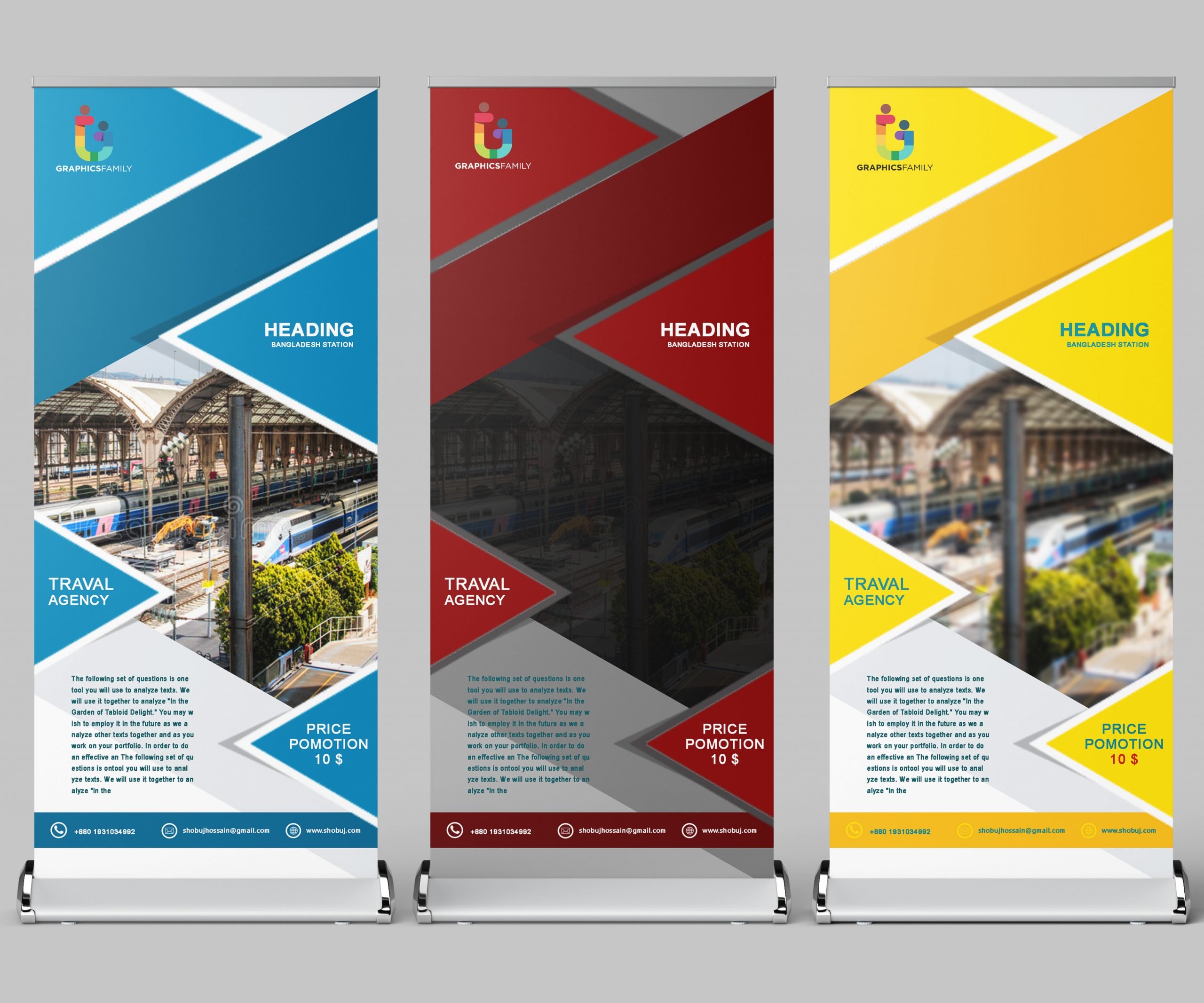 Free Corporate Roll Up Banner Design Set GraphicsFamily