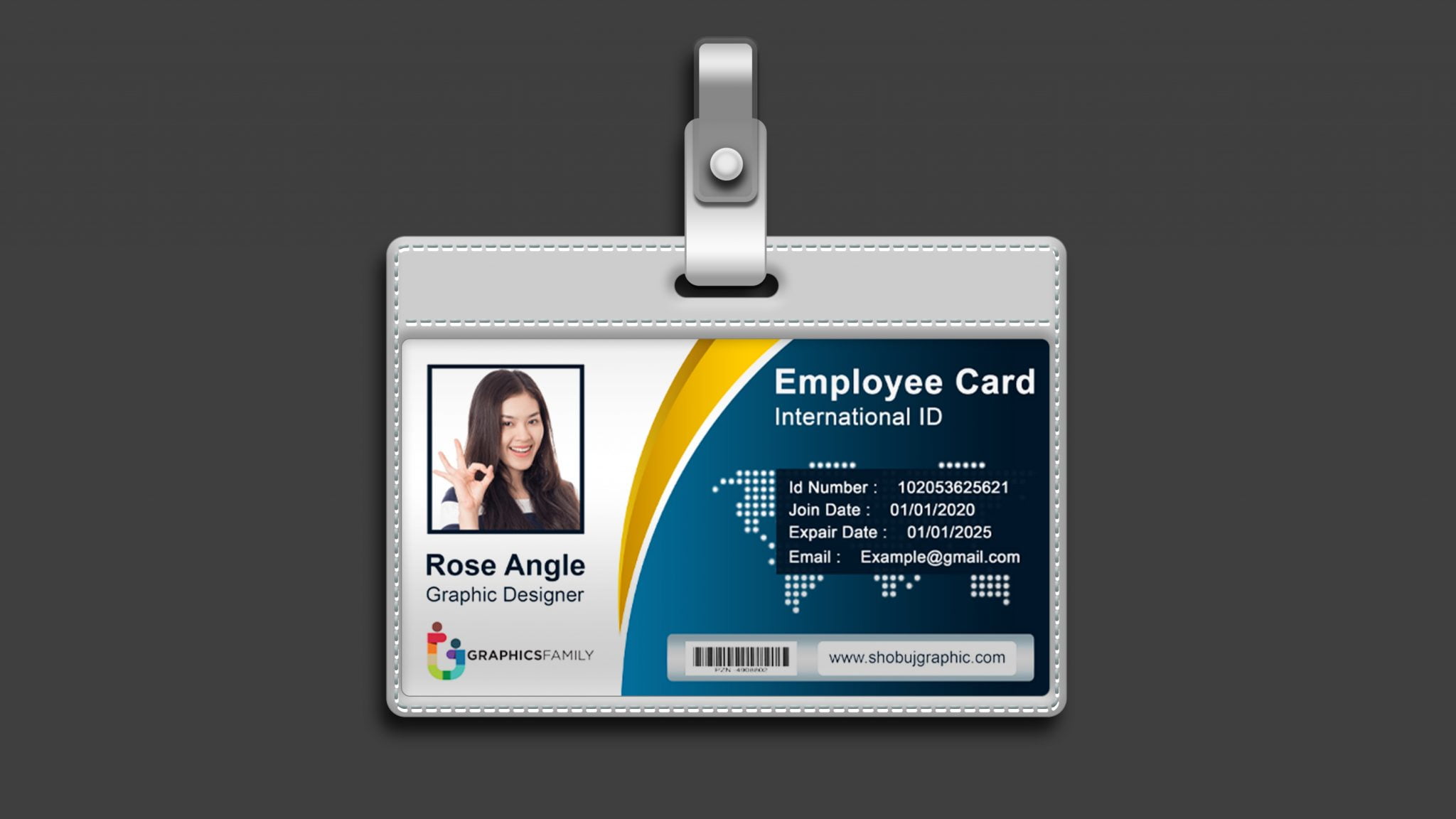 Free Employee Horizontal Id Card Template Download