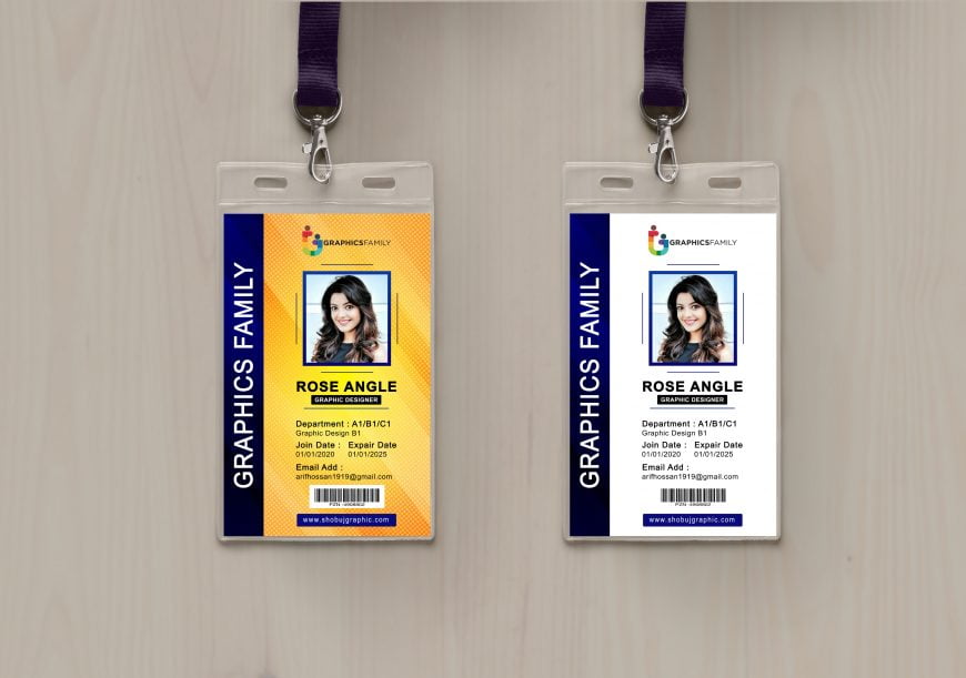 Free Photoshop Employee Vertical Id Card Design GraphicsFamily