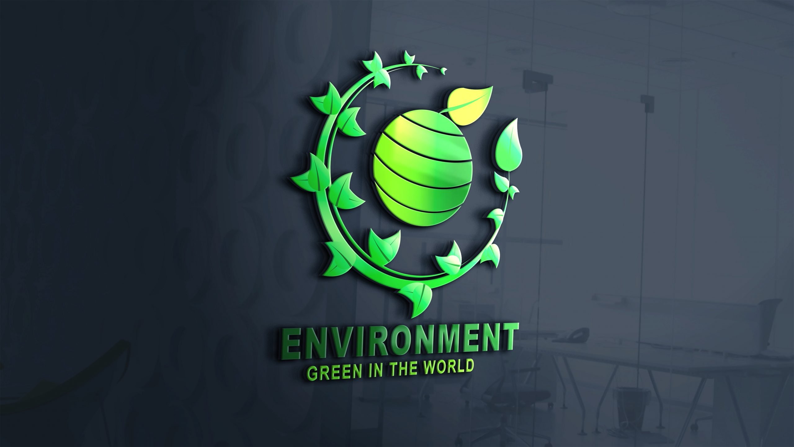 Environment Logo on 3d Glass Window