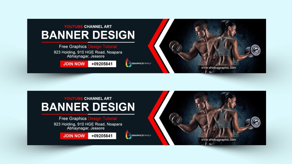 Free Fitness YouTube Photoshop Channel Art Design – GraphicsFamily