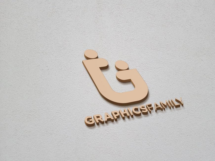 Graphicsfamily-logo-on-3d-gold-mockup