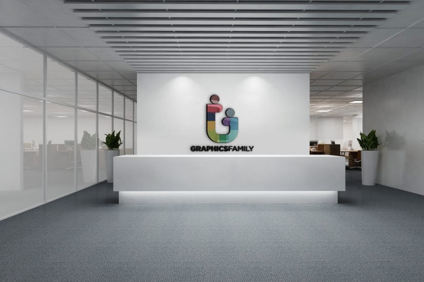 Graphicsfamily-logo-on-3d-office-wall-scaled