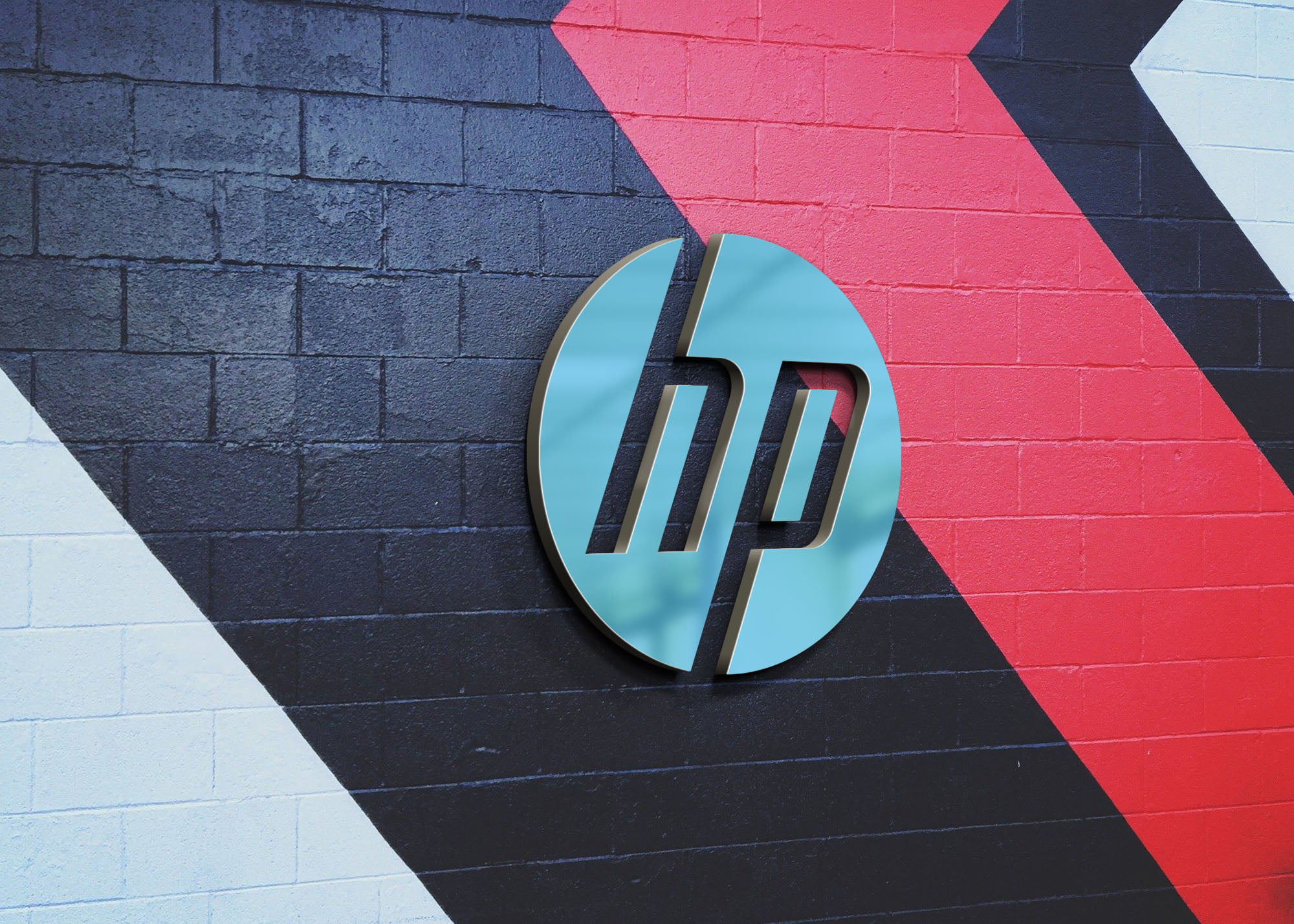 HP 3d metal on wall mockup