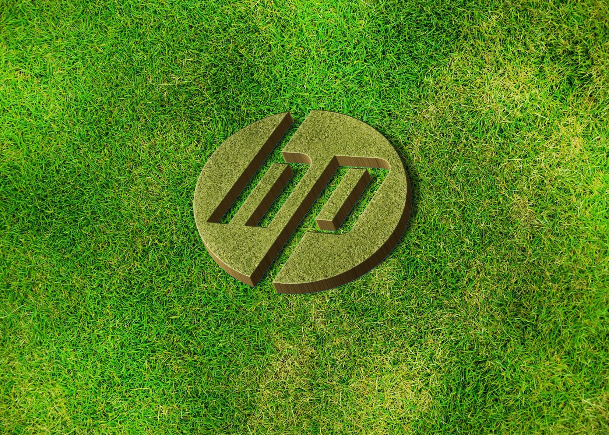 HP logo on realistic 3d grass