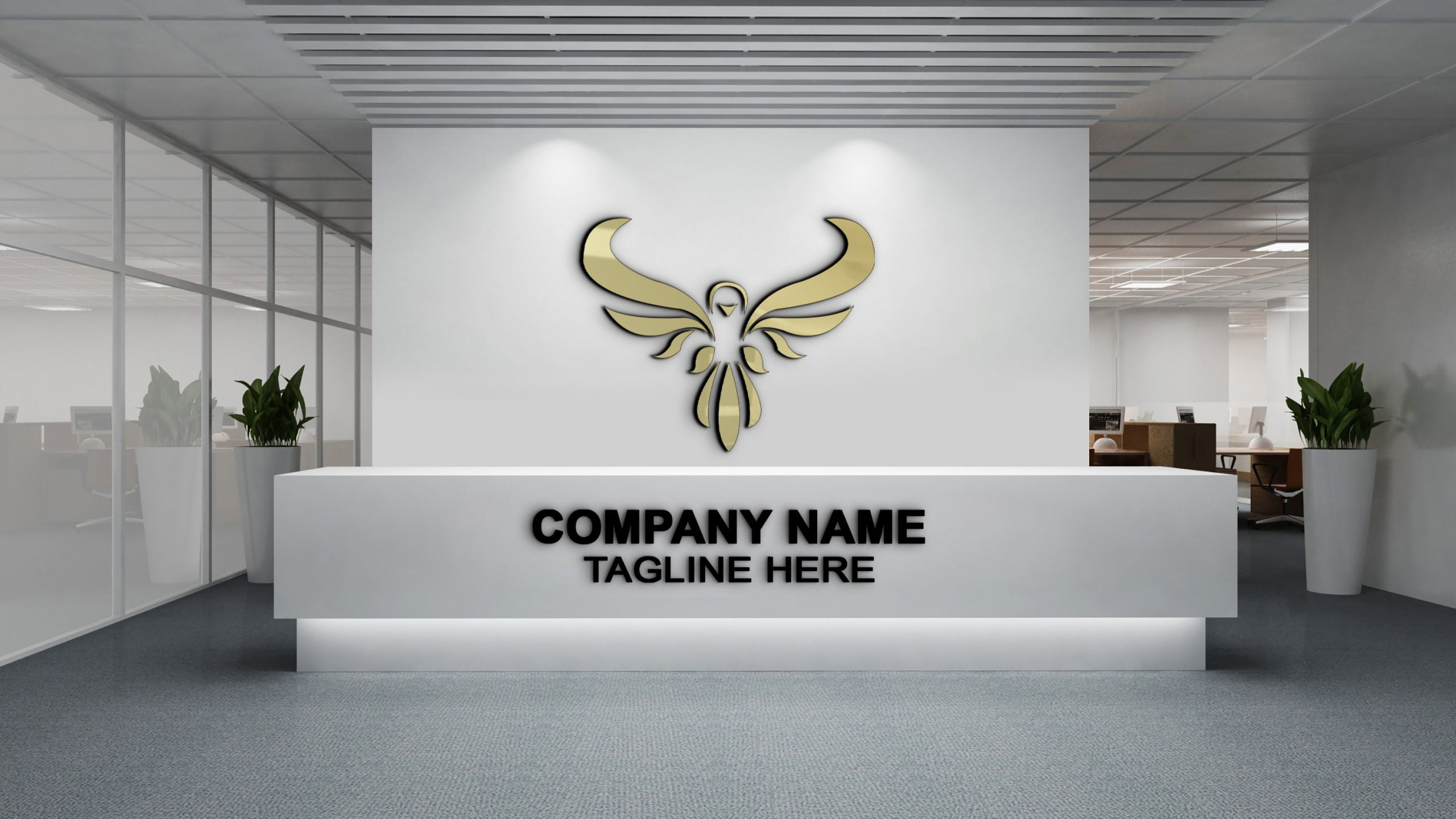 download 3d wall logo mockup