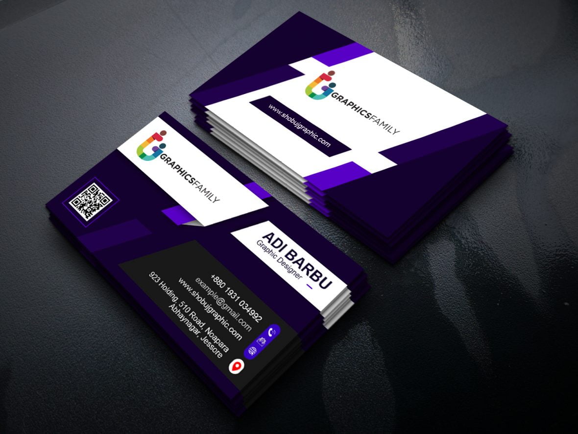 Free .PSD Purple Modern Business Card Design Download