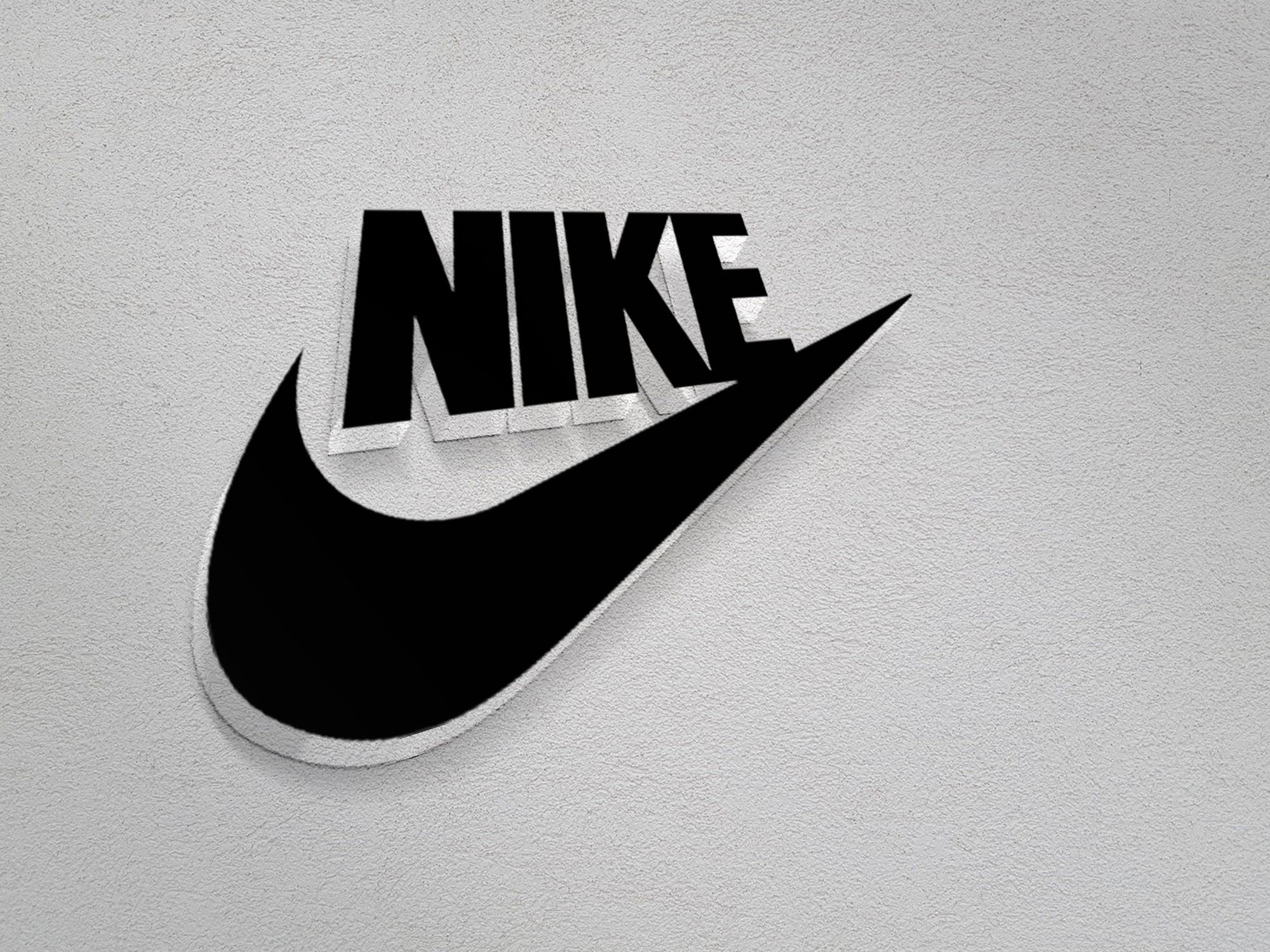 Nike Logo on 3d realistic wall mockup