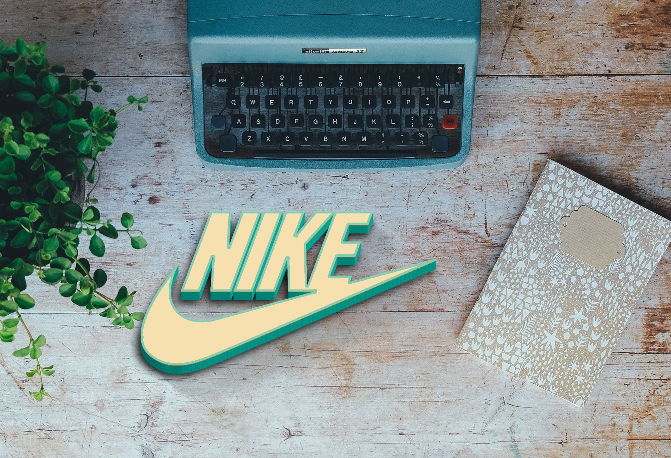 Nike logo on 3d wood