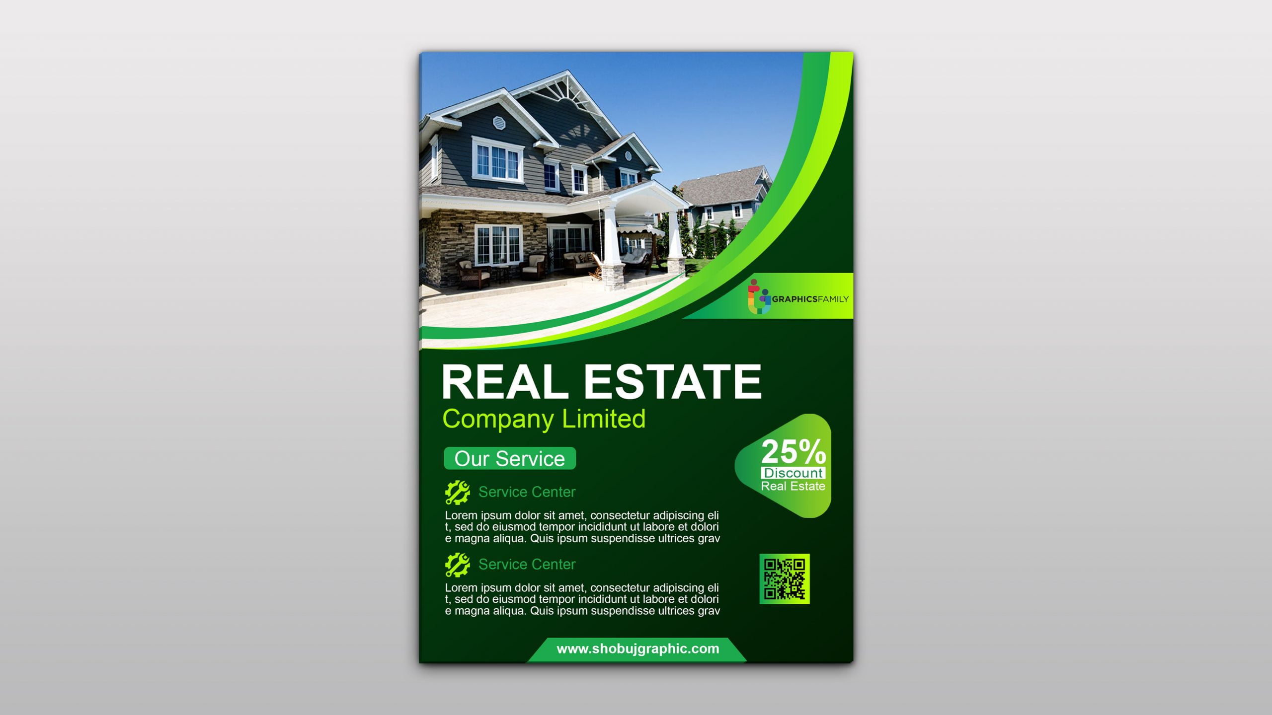 Free Photoshop Real Estate Modern Flyer Template – GraphicsFamily For Real Estate Brochure Templates Psd Free Download