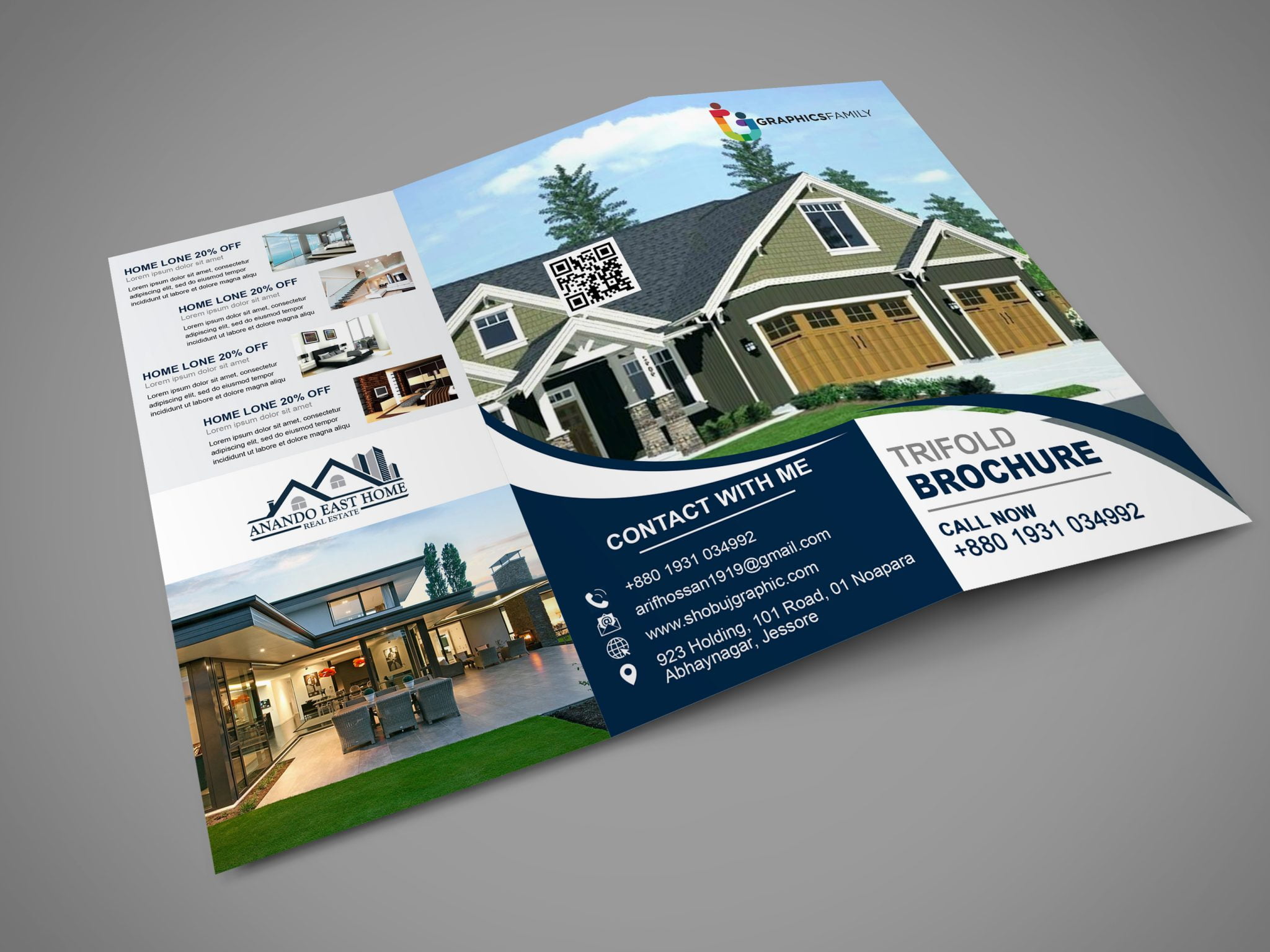 Free Photoshop Real Estate Tri Fold Brochure Design GraphicsFamily