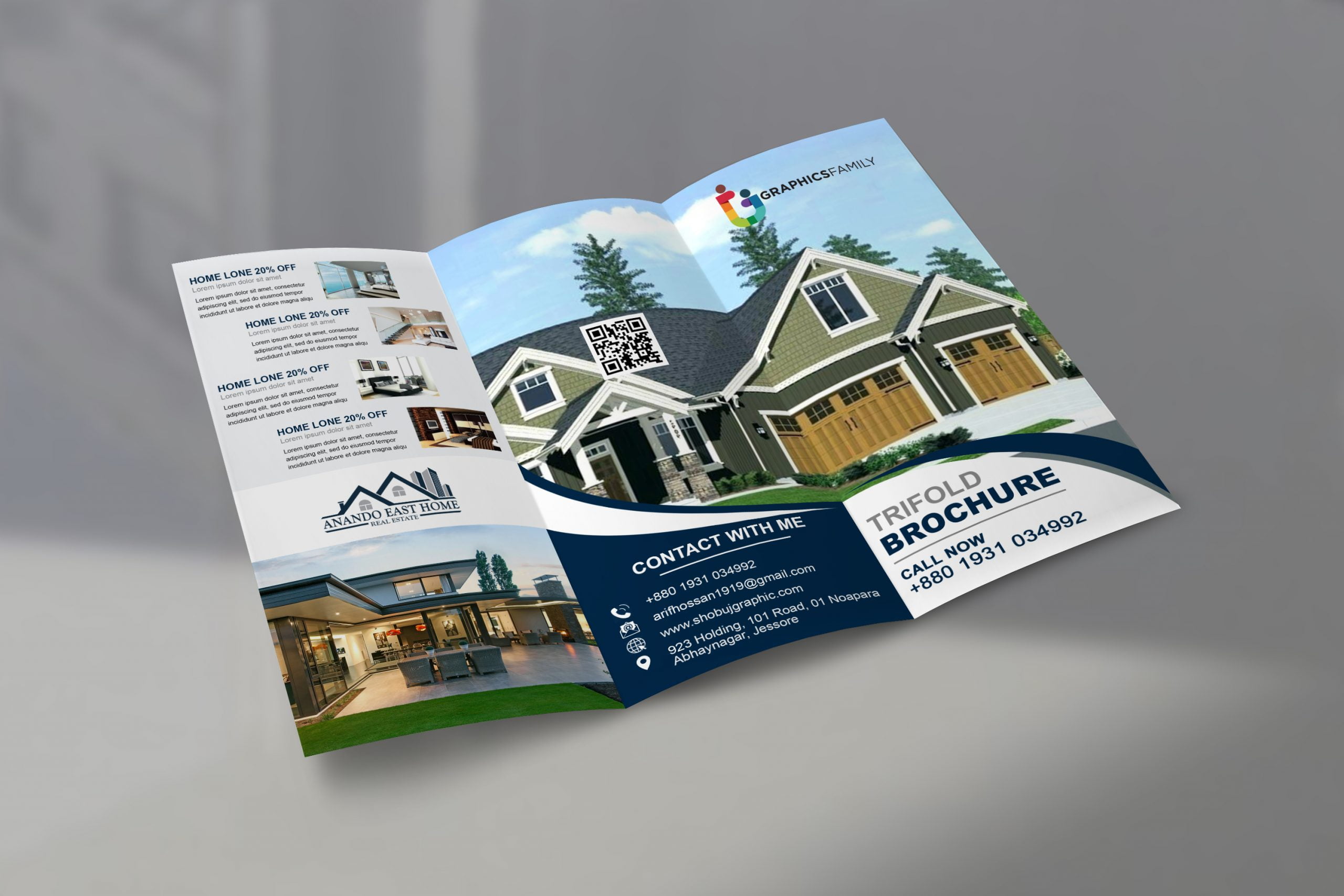 Free Photoshop Real Estate Tri Fold Brochure Design – GraphicsFamily With Real Estate Brochure Templates Psd Free Download