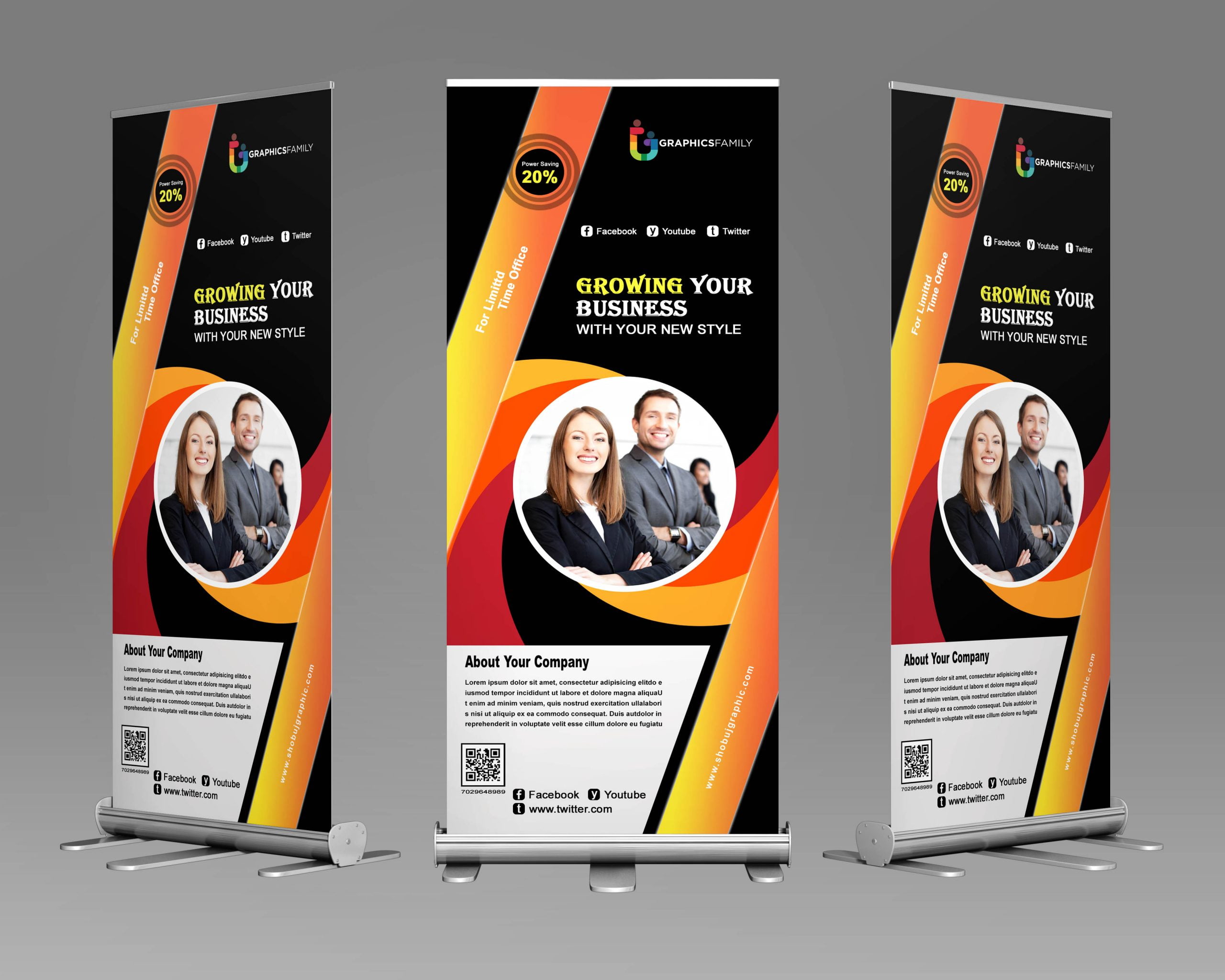 Free PSD Roll Up Banner Design Template For Your Business GraphicsFamily