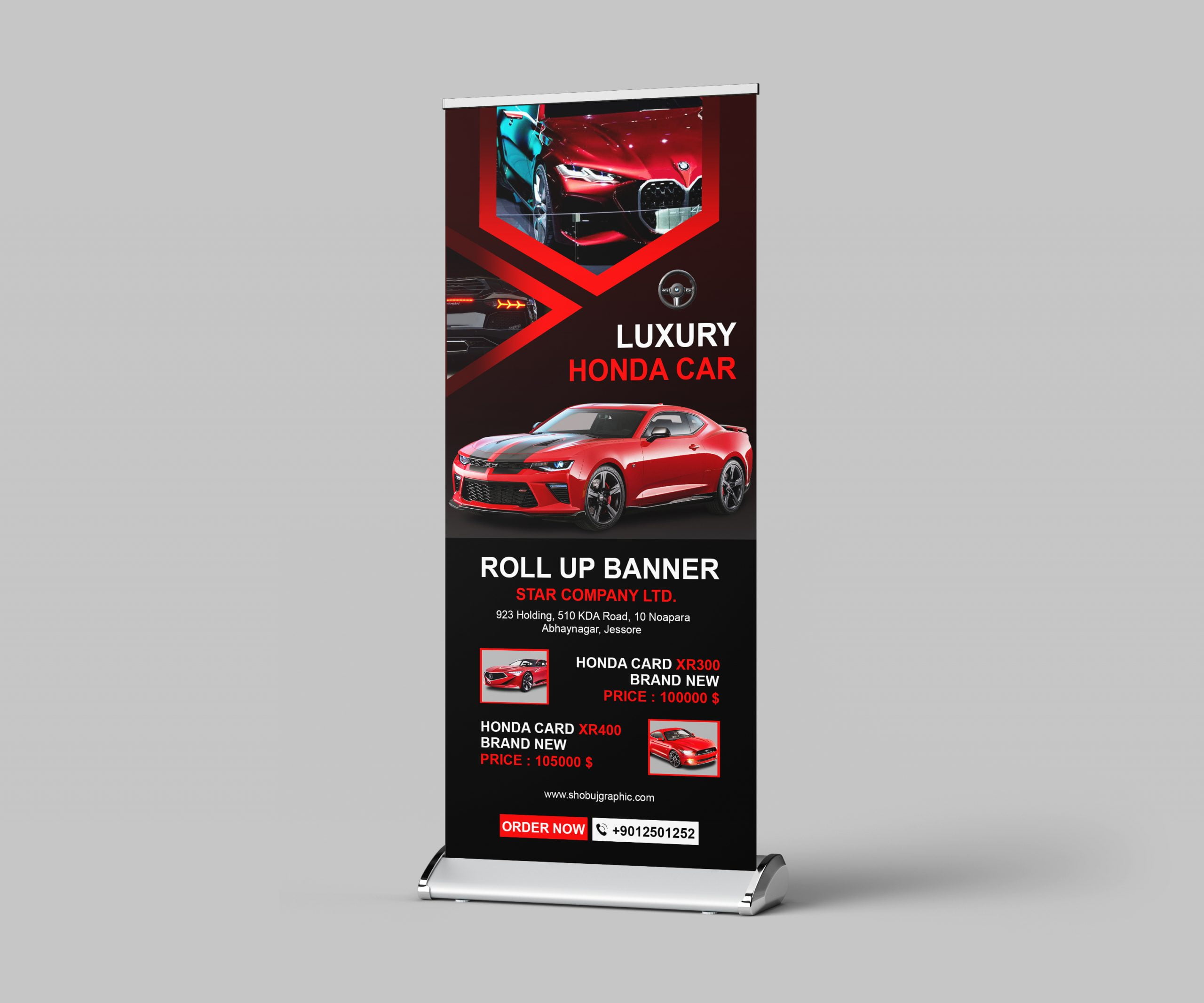 Roll up banner template For Luxury car showroom Free psd
