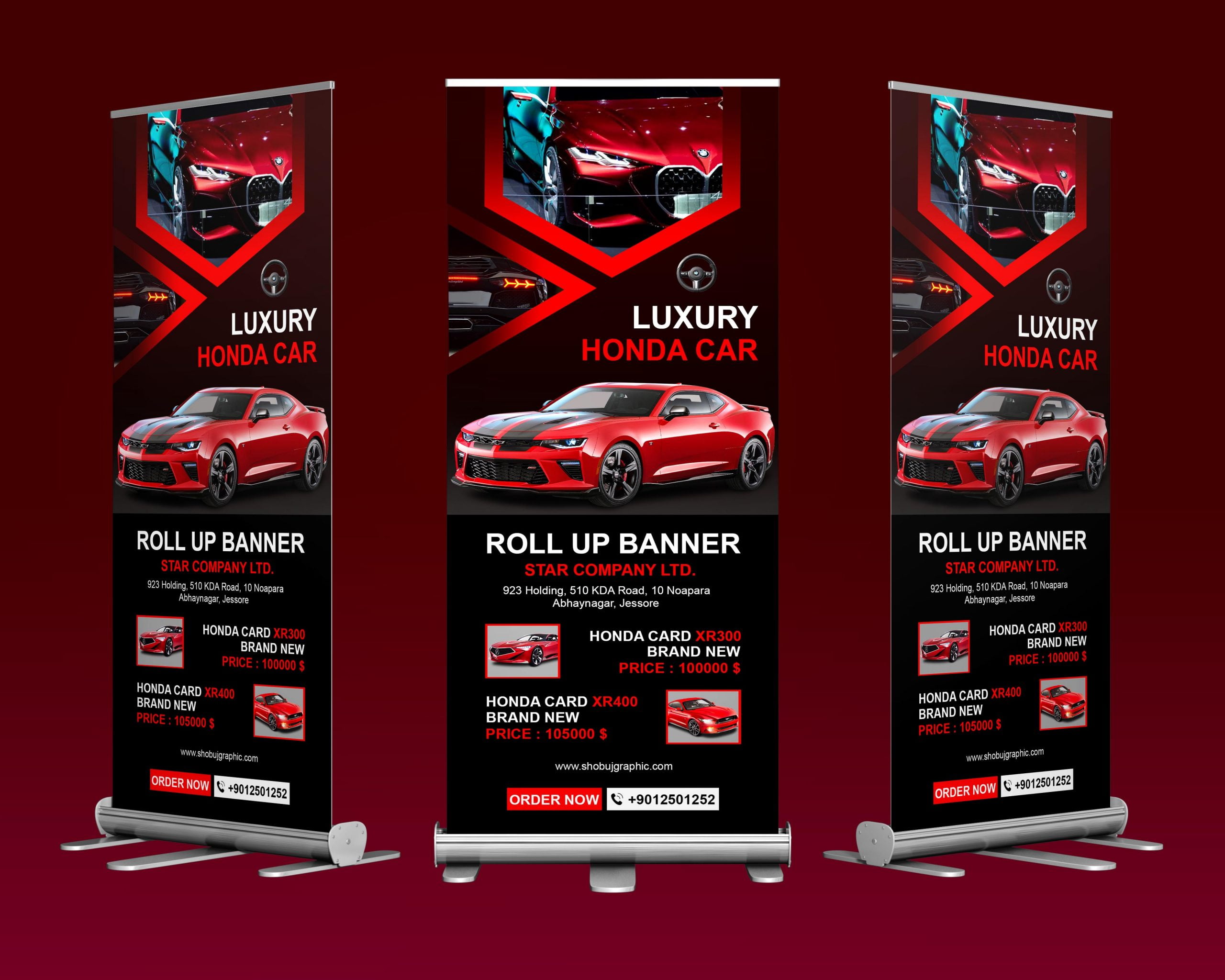 Roll up banner template For Luxury car showroom free download