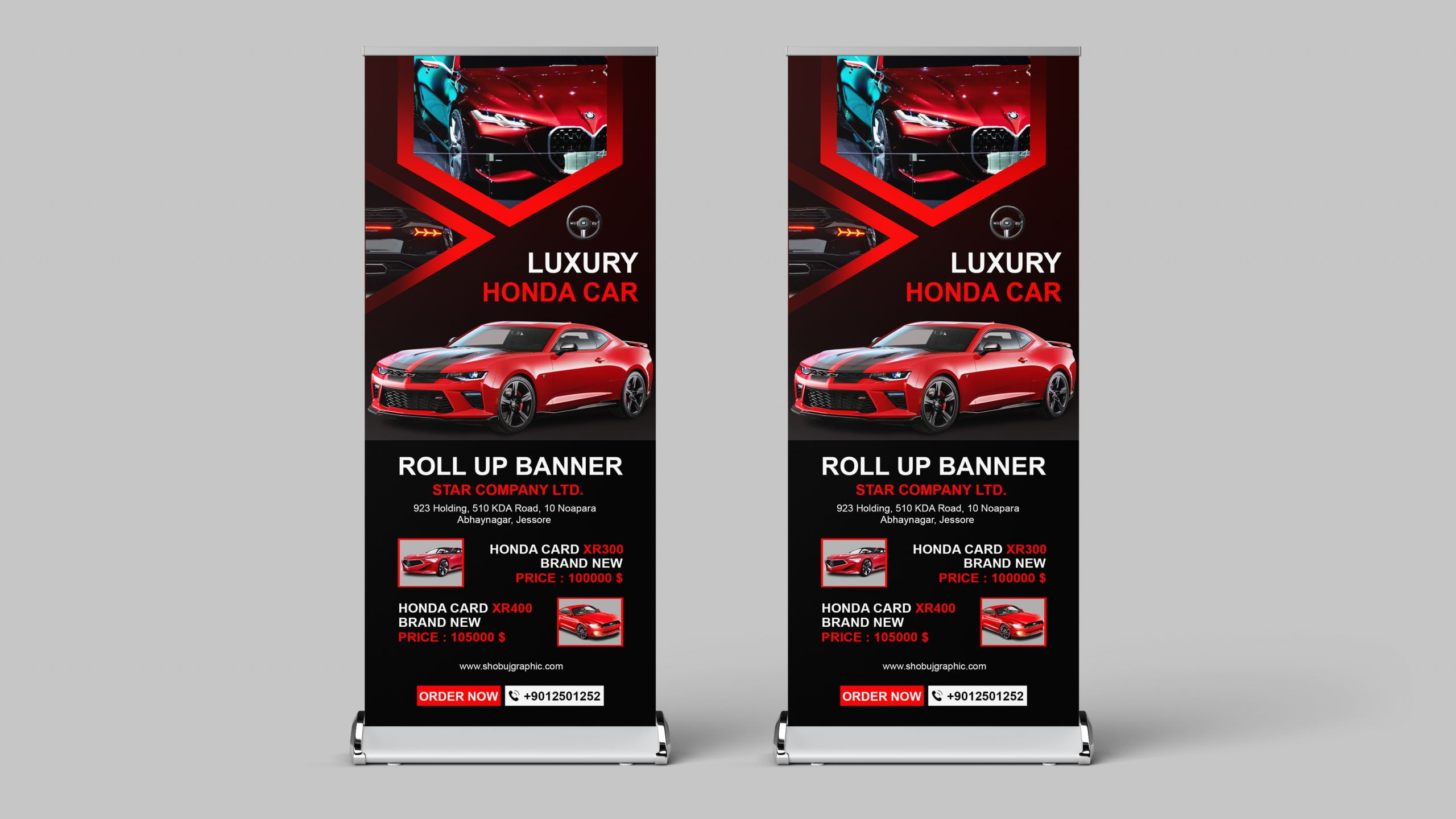 Roll up banner template For Luxury car showroom