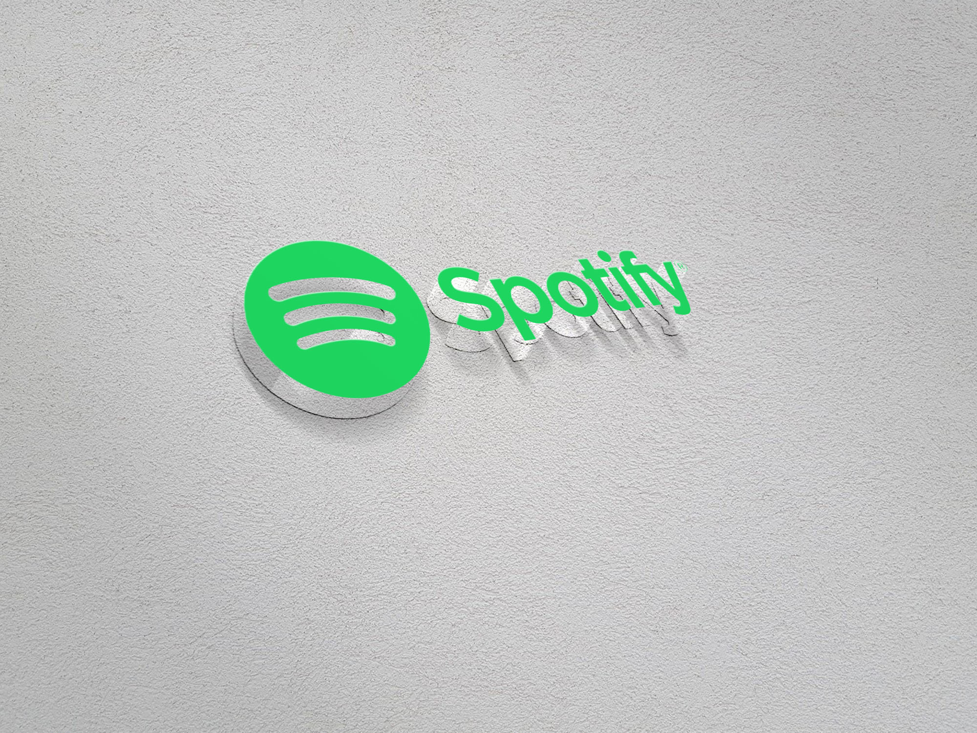 Spotify Logo on 3d realistic wall mockup