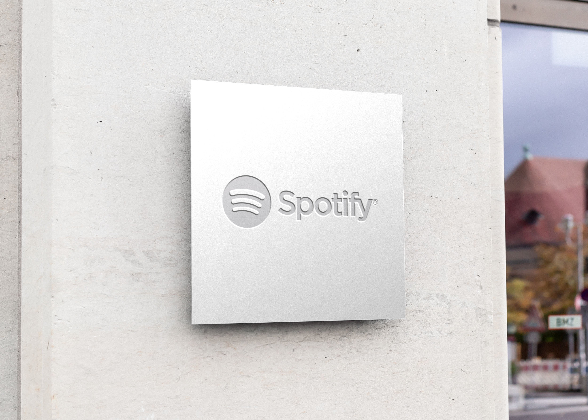 Spotify on Free Square Sign Board Mockup
