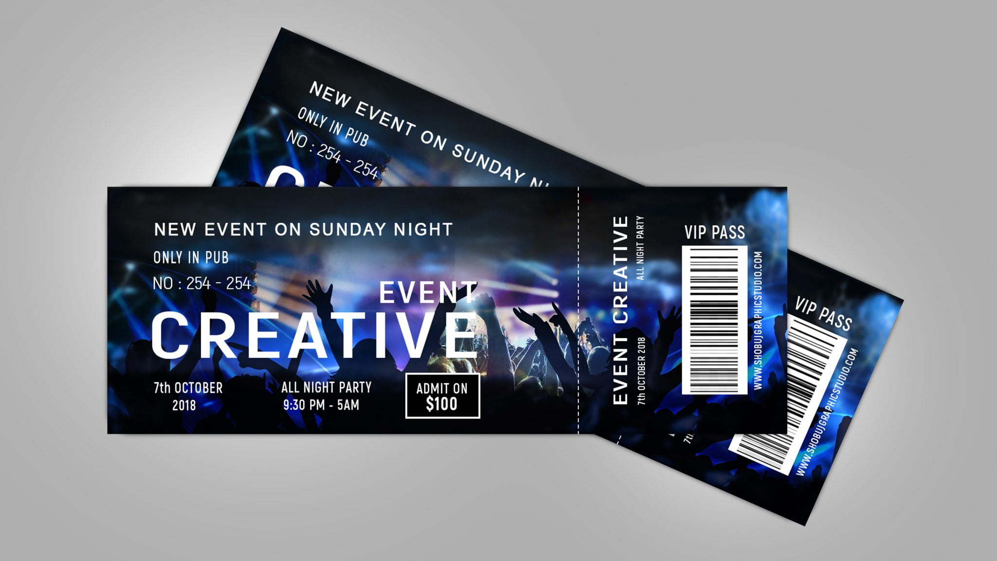 Free Sunday night Event Ticket Design GraphicsFamily
