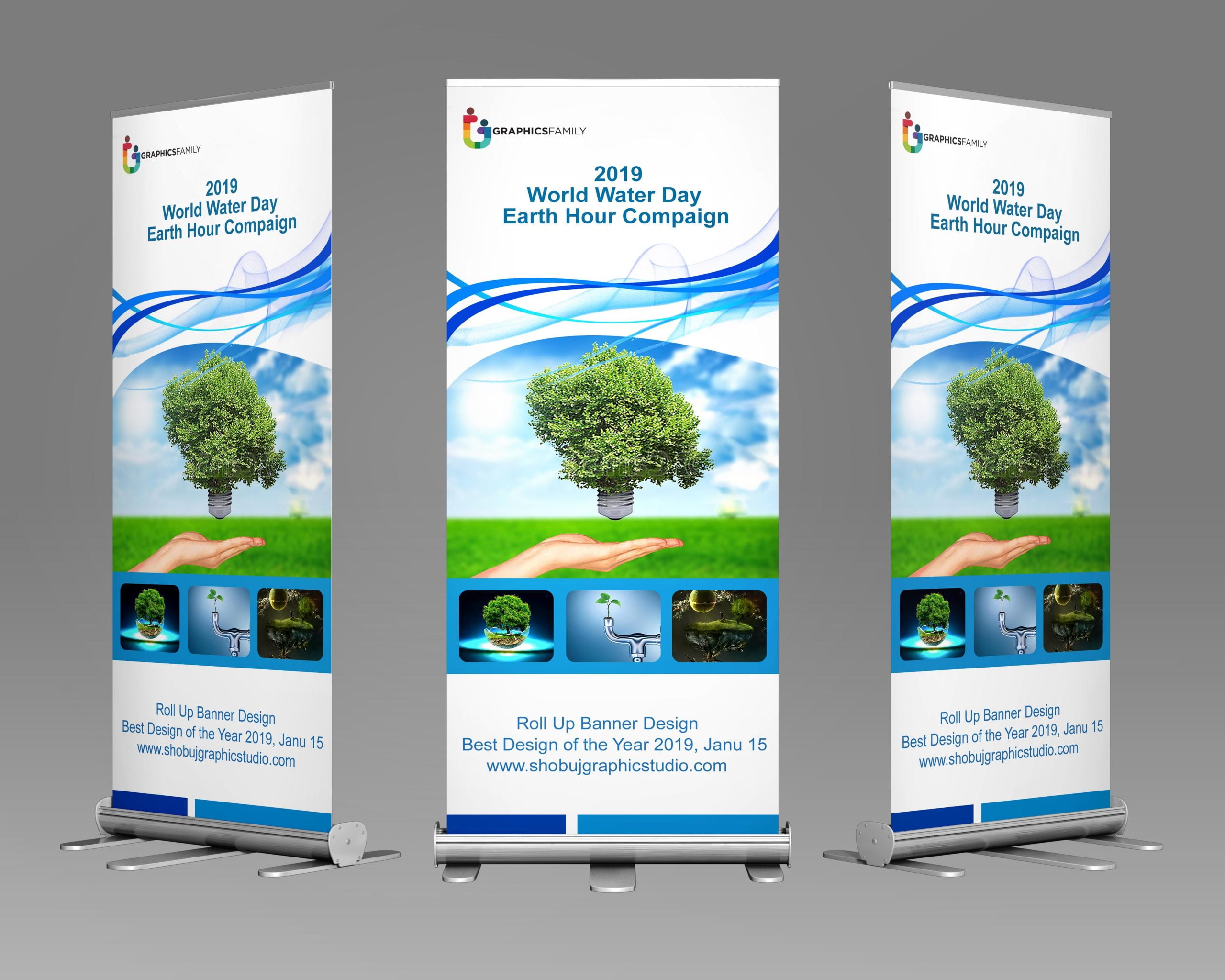 Water Day Roll Up Banner Design Free psd