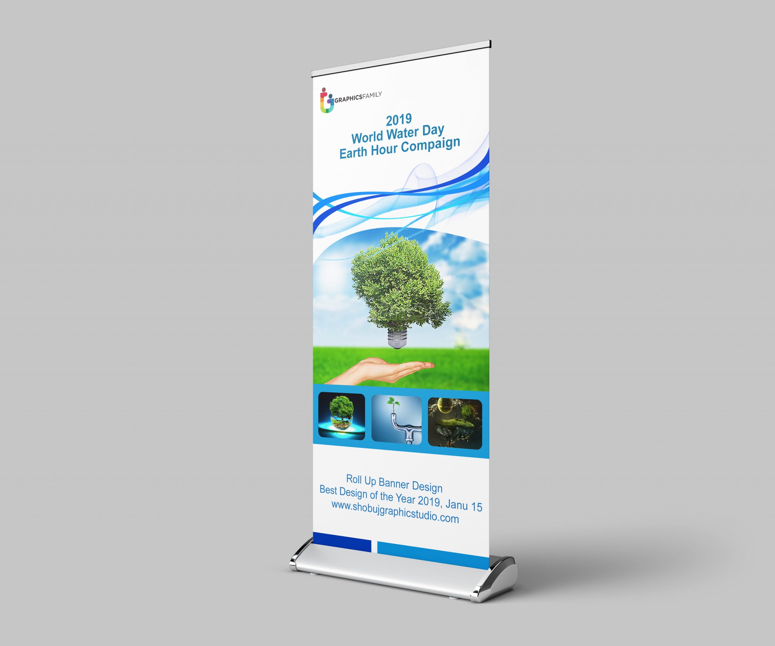 Water Day Roll up Banner Design