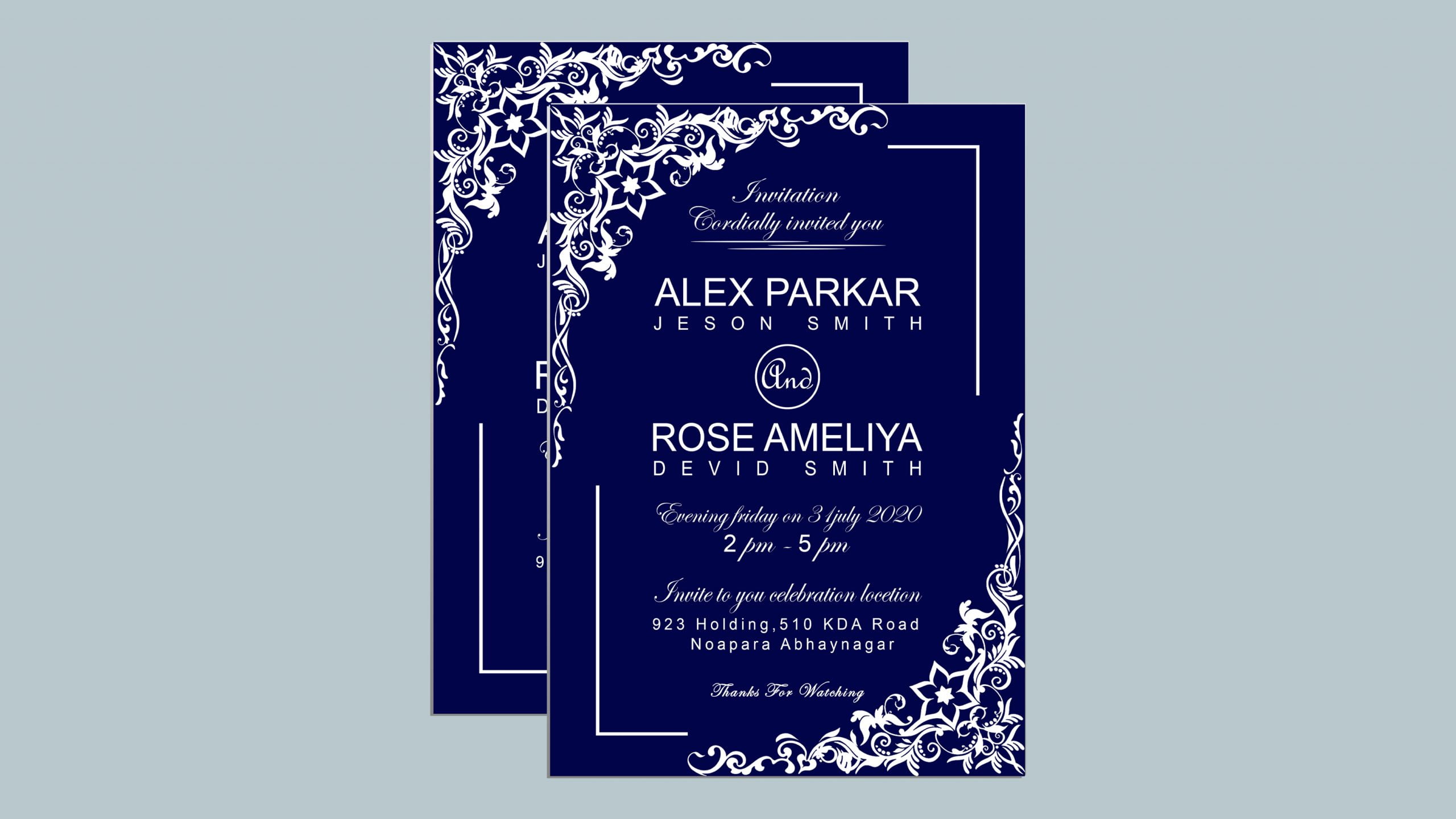 Free Photoshop Wedding Invitation Card Design – GraphicsFamily Within Sample Wedding Invitation Cards Templates