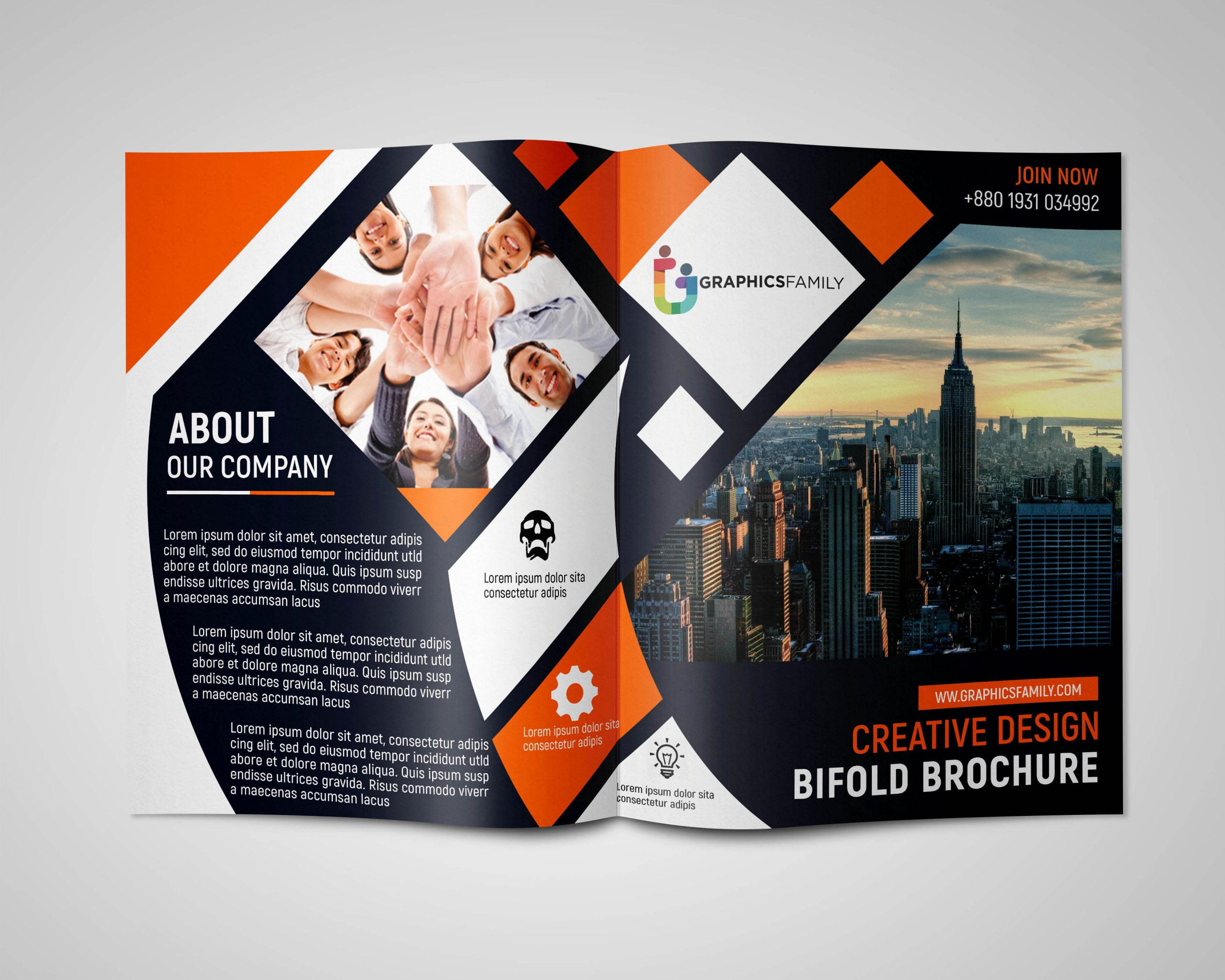 Bi Fold Brochure Design In Abstract Style