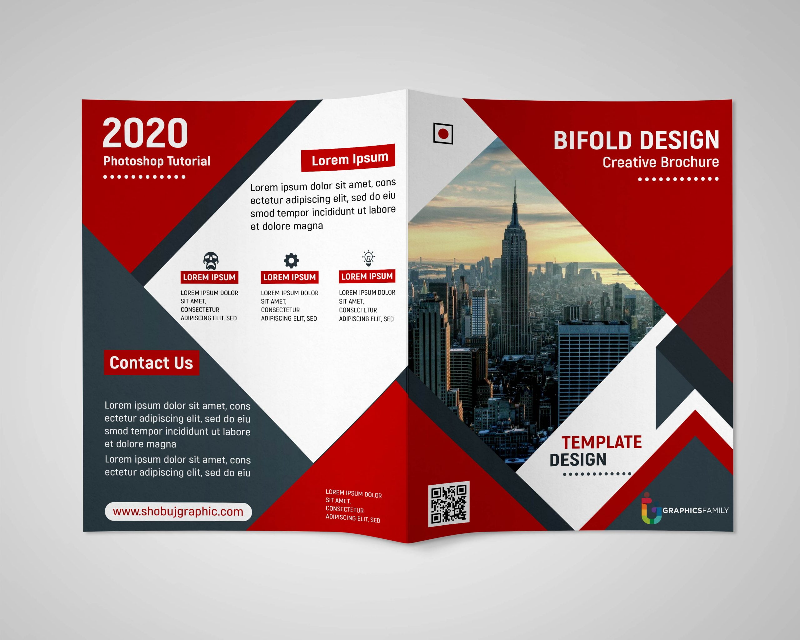 Corporate Bi Fold Brochure Design Free PSD Template – GraphicsFamily Within Two Fold Brochure Template Psd