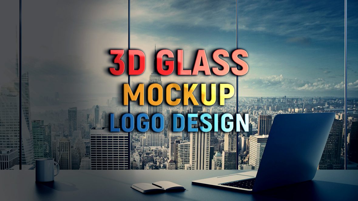 Download Realistic 3D Logo Mockup on Transparent Glass - GraphicsFamily