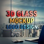 Realistic 3D Logo Mockup on Transparent Glass