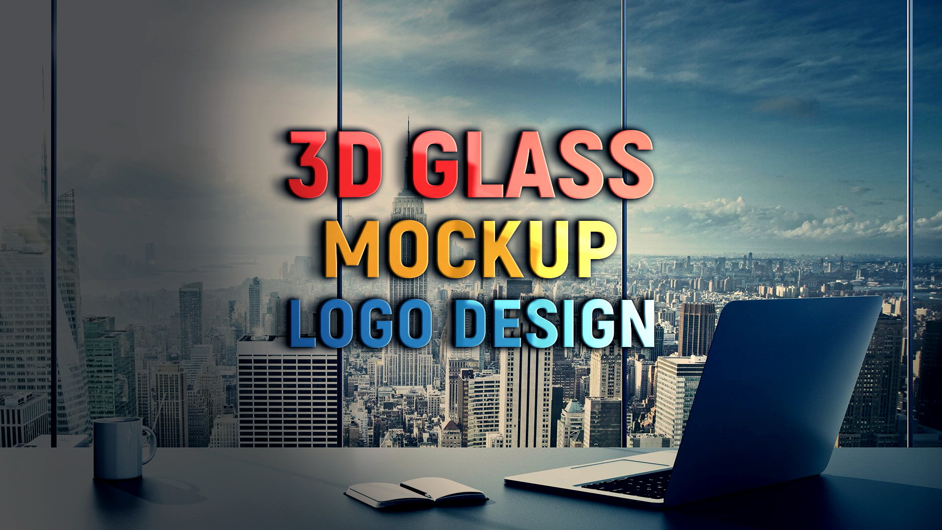 3d glass wall logo mockup psd free download - dastil