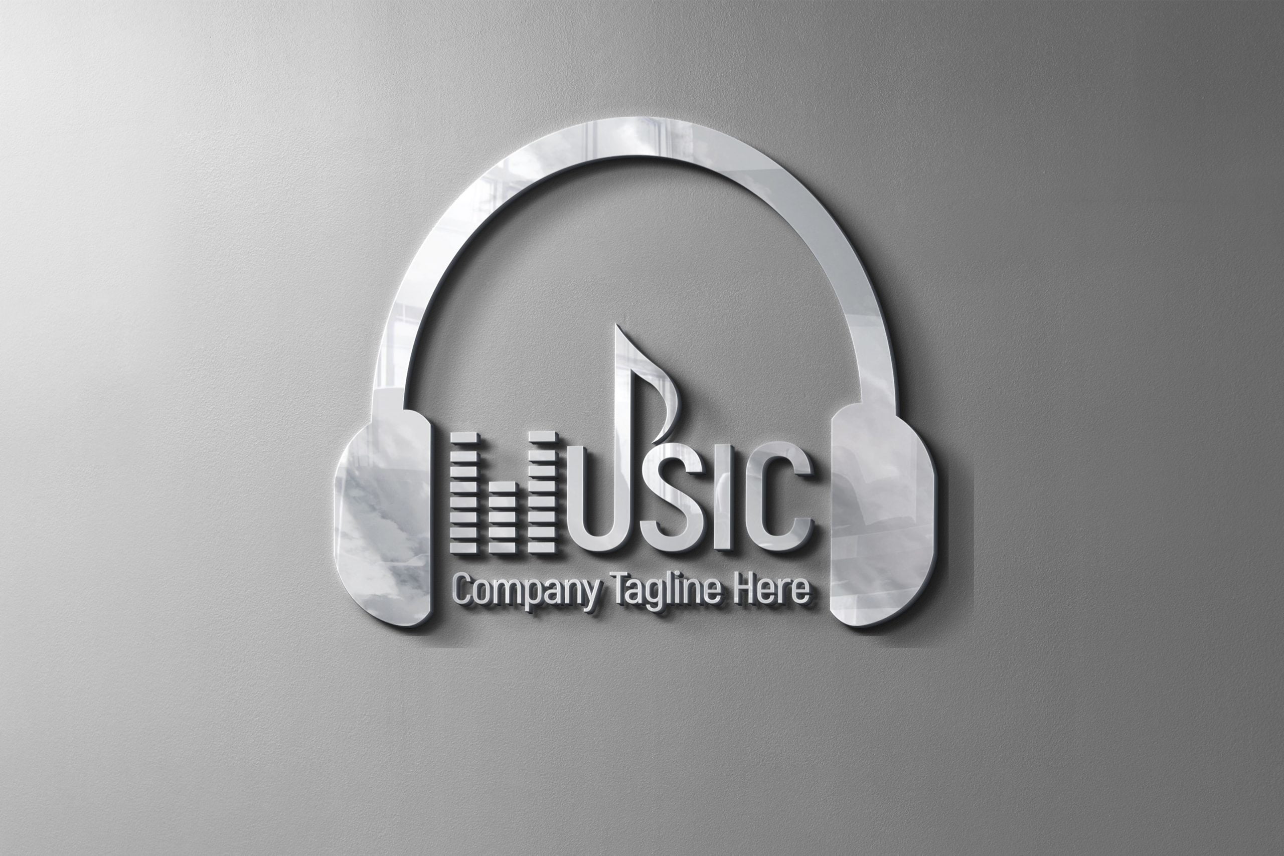Free music logo design on wall presentation