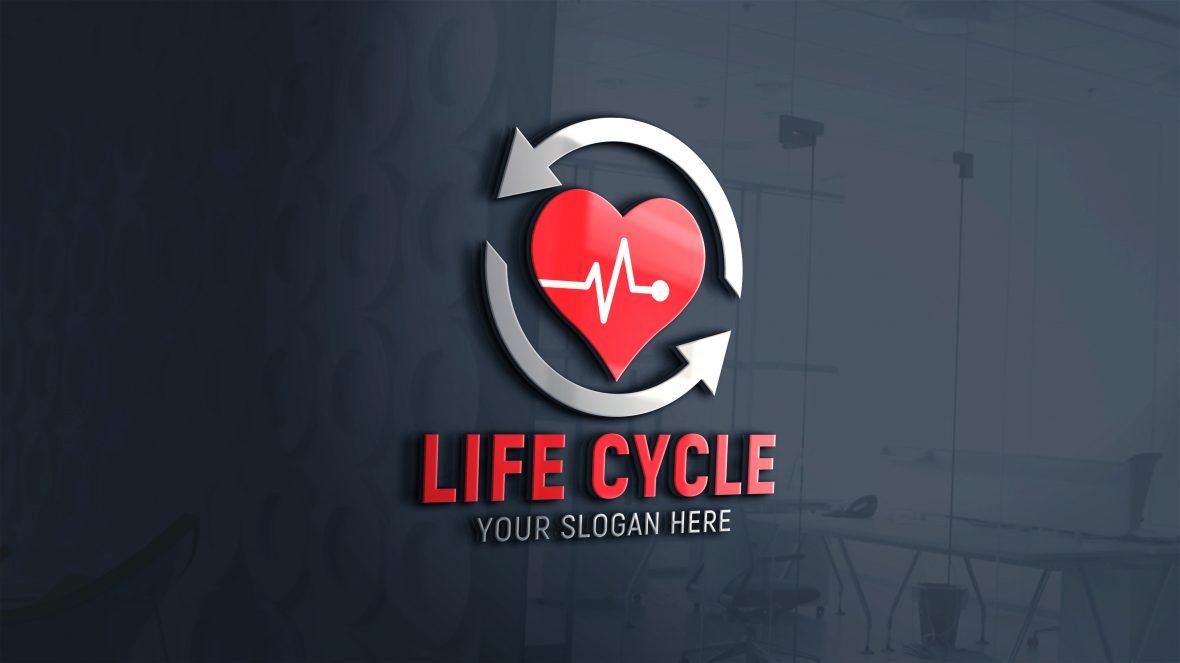 Life-Cycle-Logo-Design-Template-on-3d-glass-wall-scaled