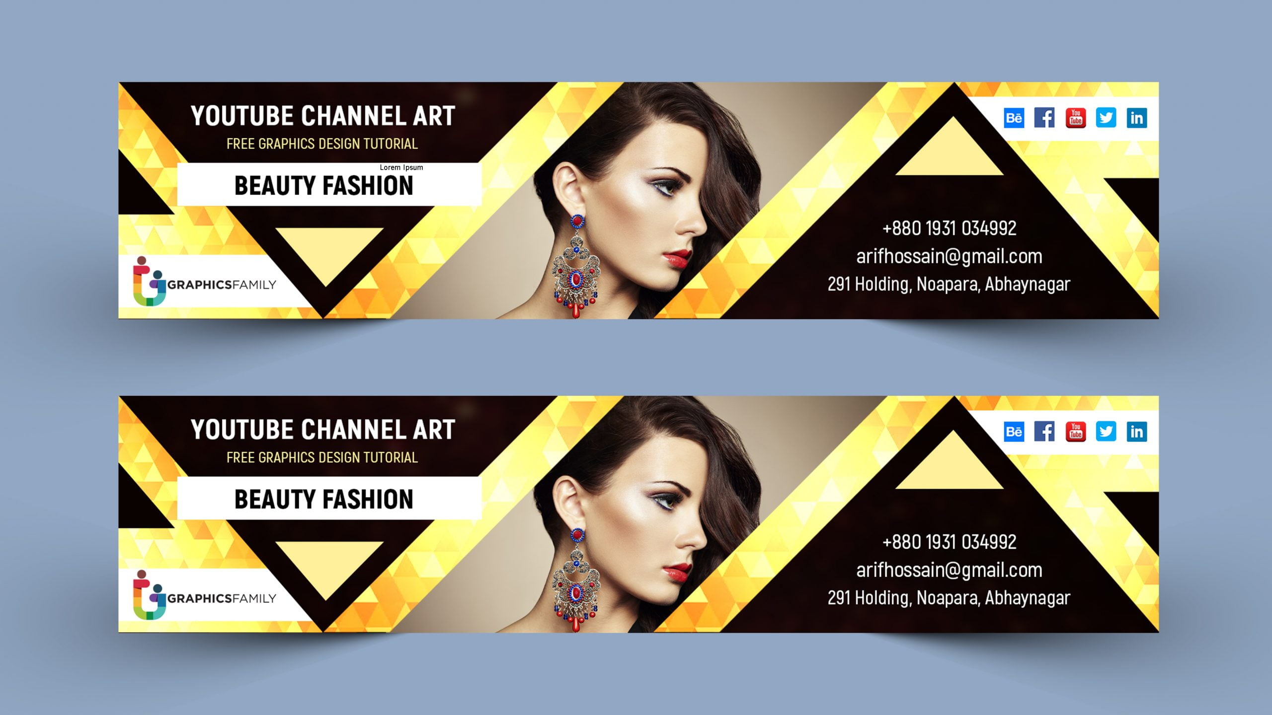 Luxury YouTube Channel Art Free Psd Template GraphicsFamily