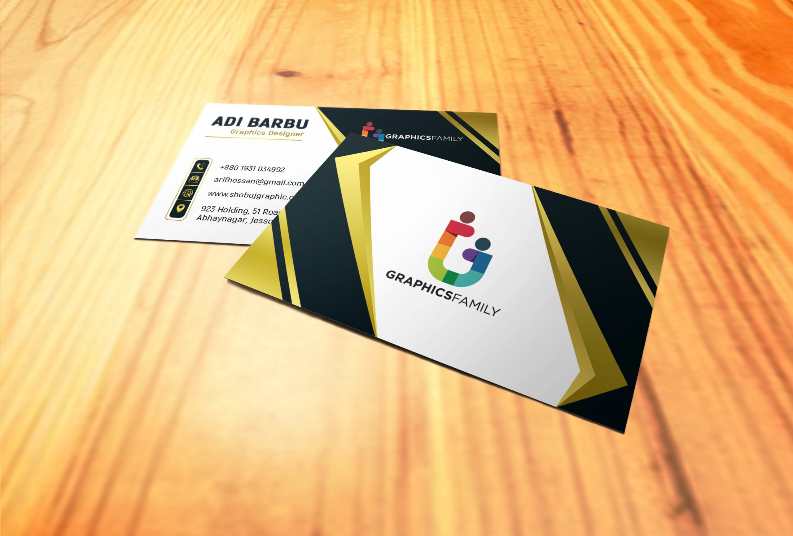 Luxury business card design On wood mockup