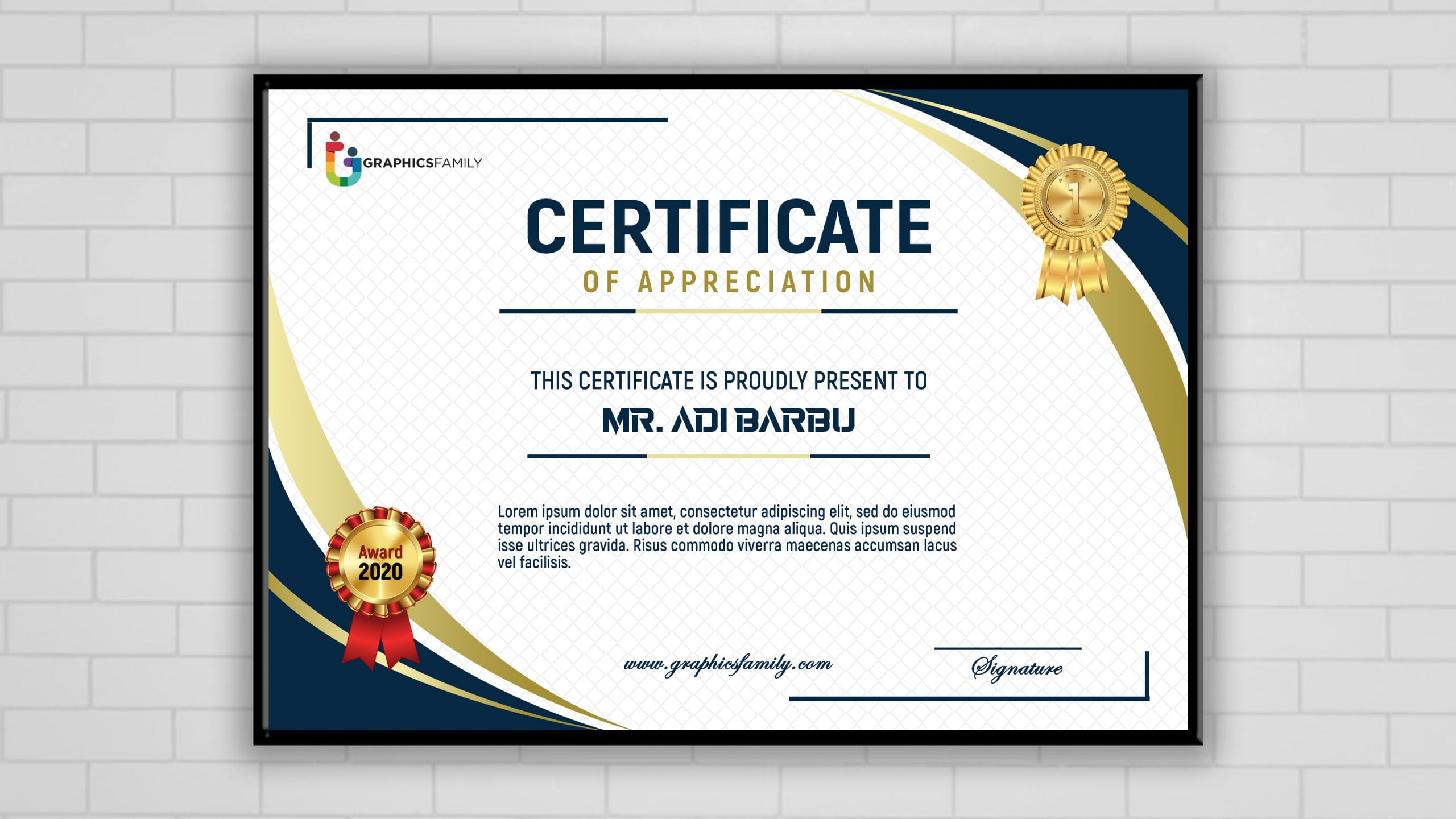 Modern Certificate Design Template Free psd – GraphicsFamily Within Blank Certificate Templates Free Download