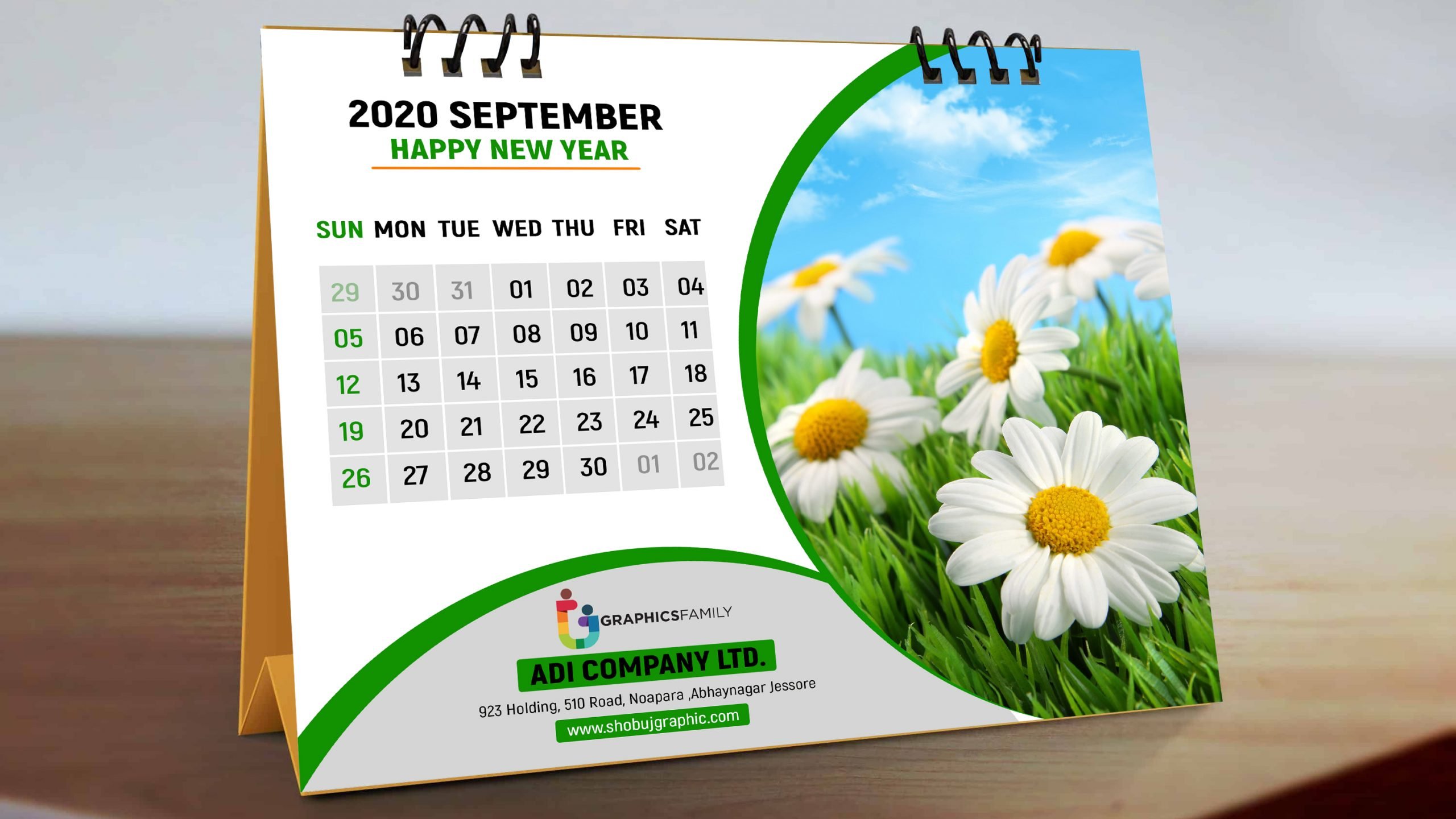 Modern Desk Calendar Design Free Template GraphicsFamily