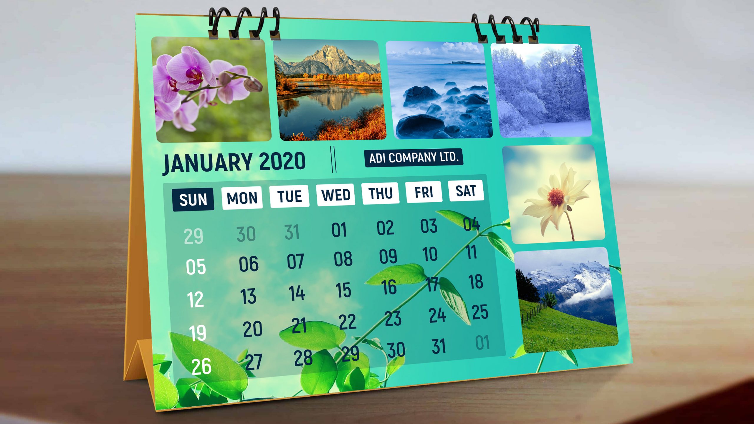Natural Desk Calendar Design Free PSD Template GraphicsFamily