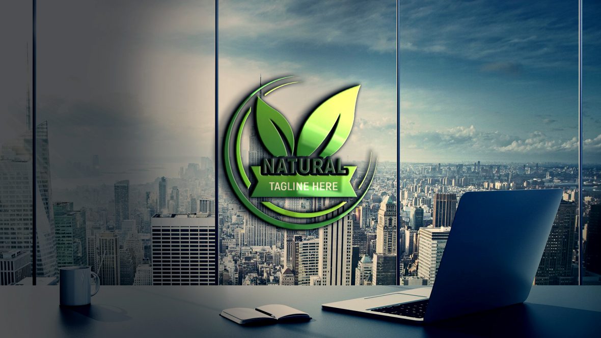 Natural-Logo-Design-on-glass-wall