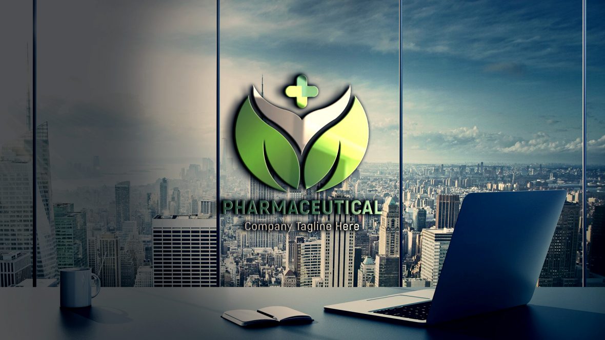 Pharmaceutical-Logo-Design-On-Office-Glass-wall